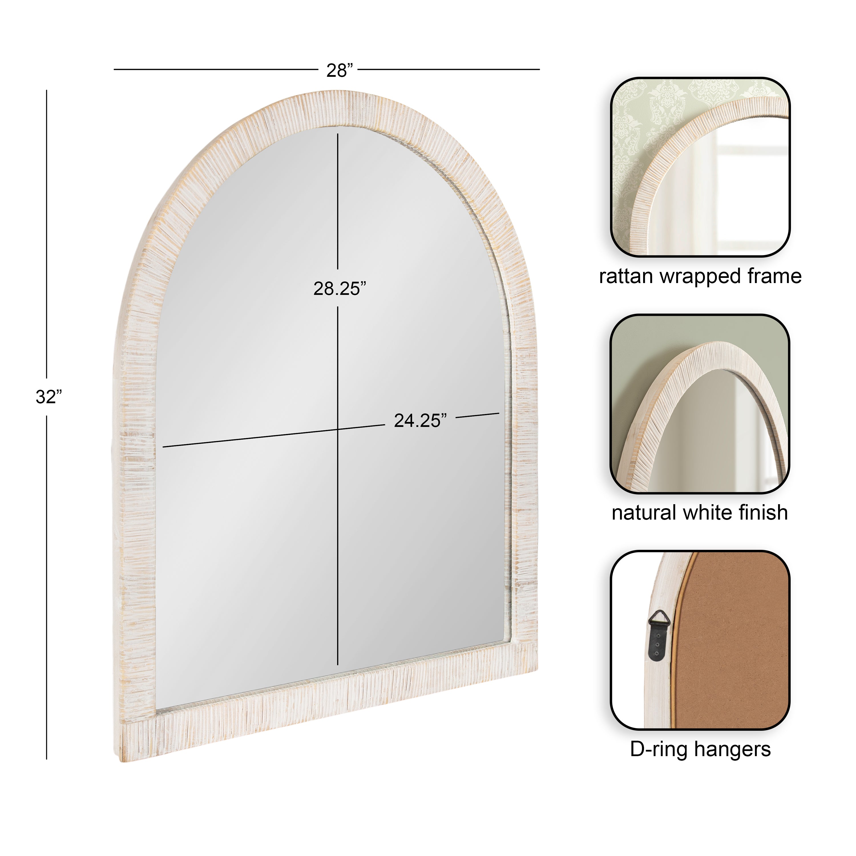 Arch Mirror 28x32
 White 2