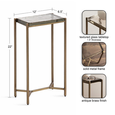 Side Table Clear Gold 12x7x22 2