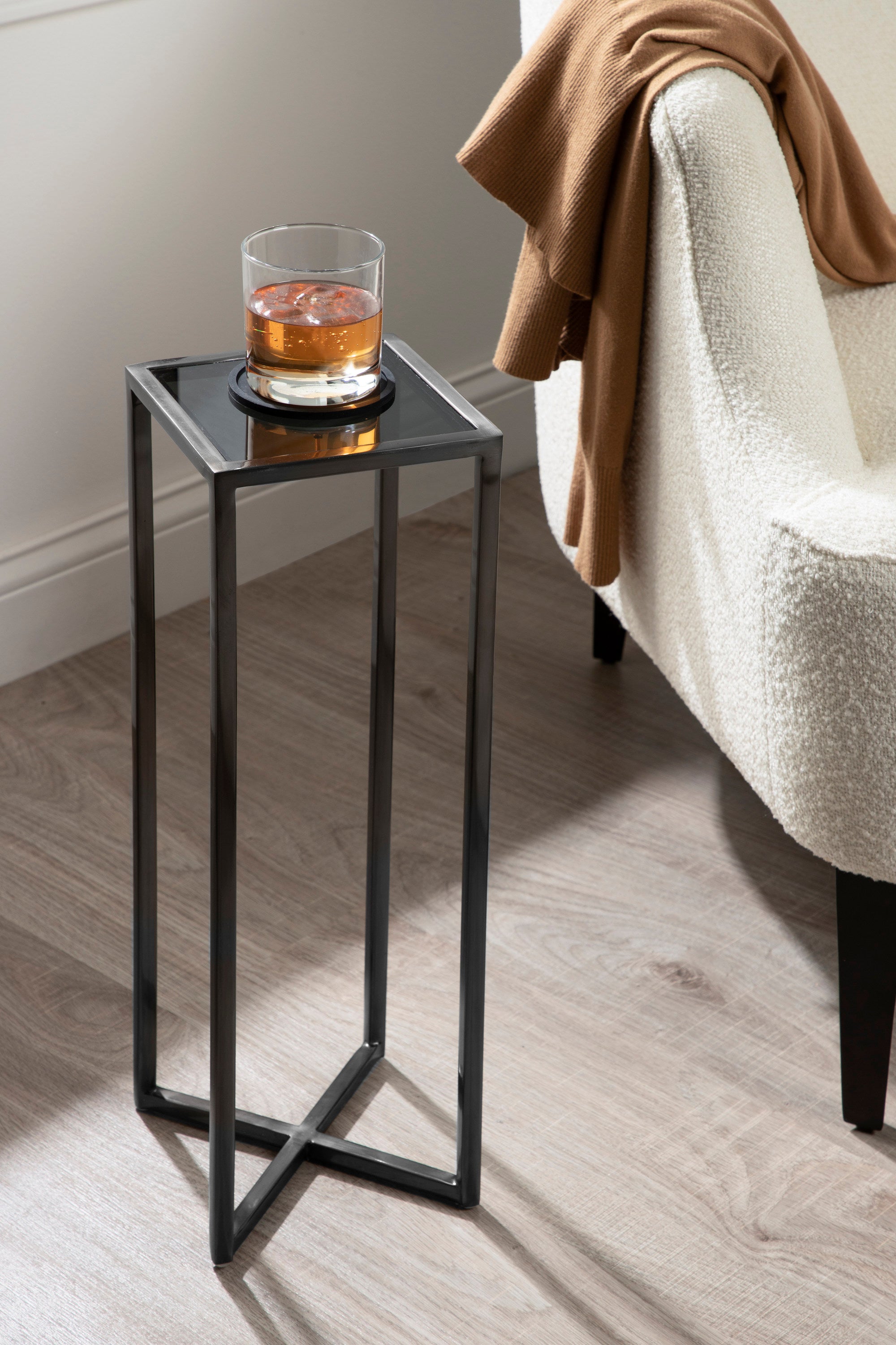 Side Table Black Pewter 7x7x21 5