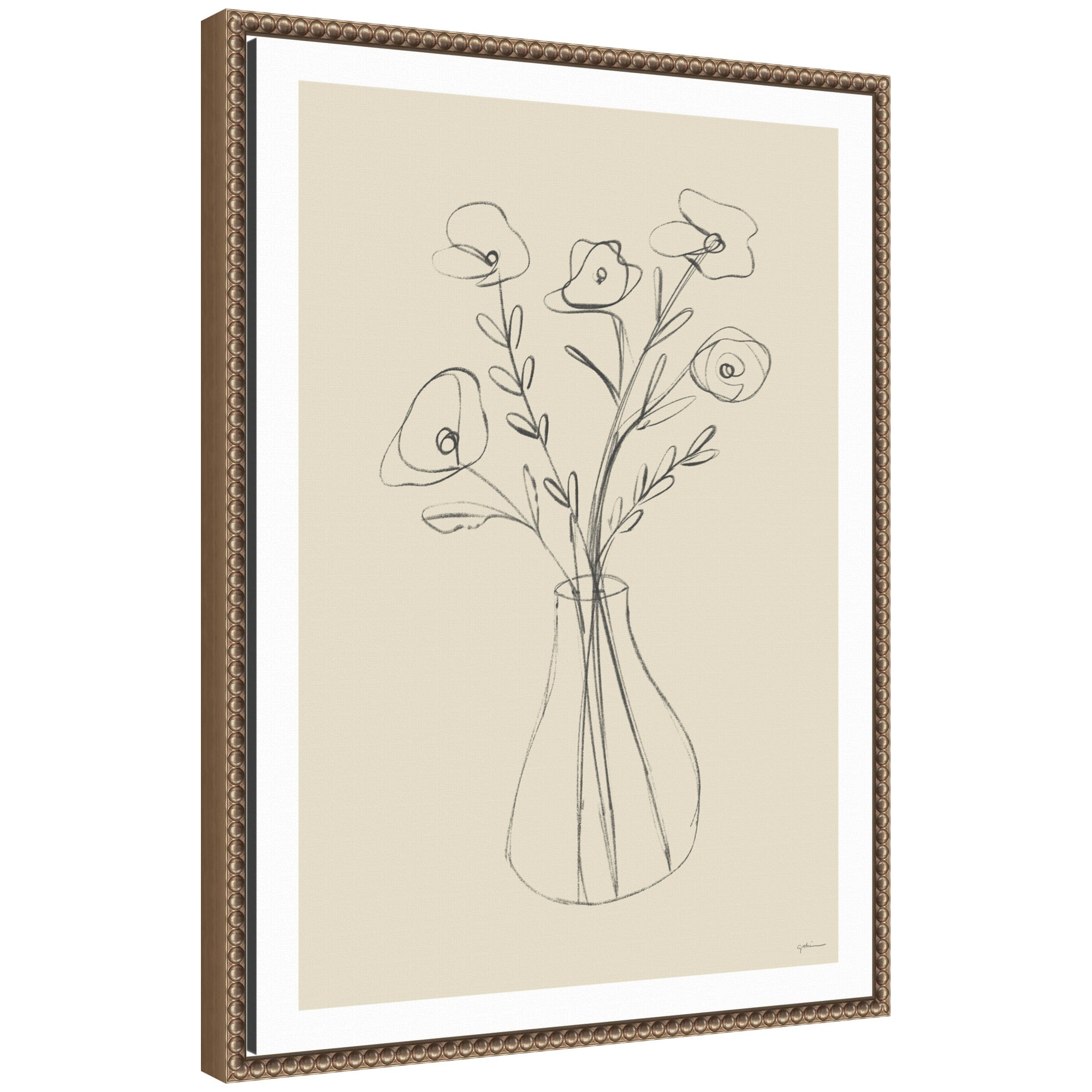 Floral Vase by Gabrielly Guedes Framed Canvas Wall Art Print