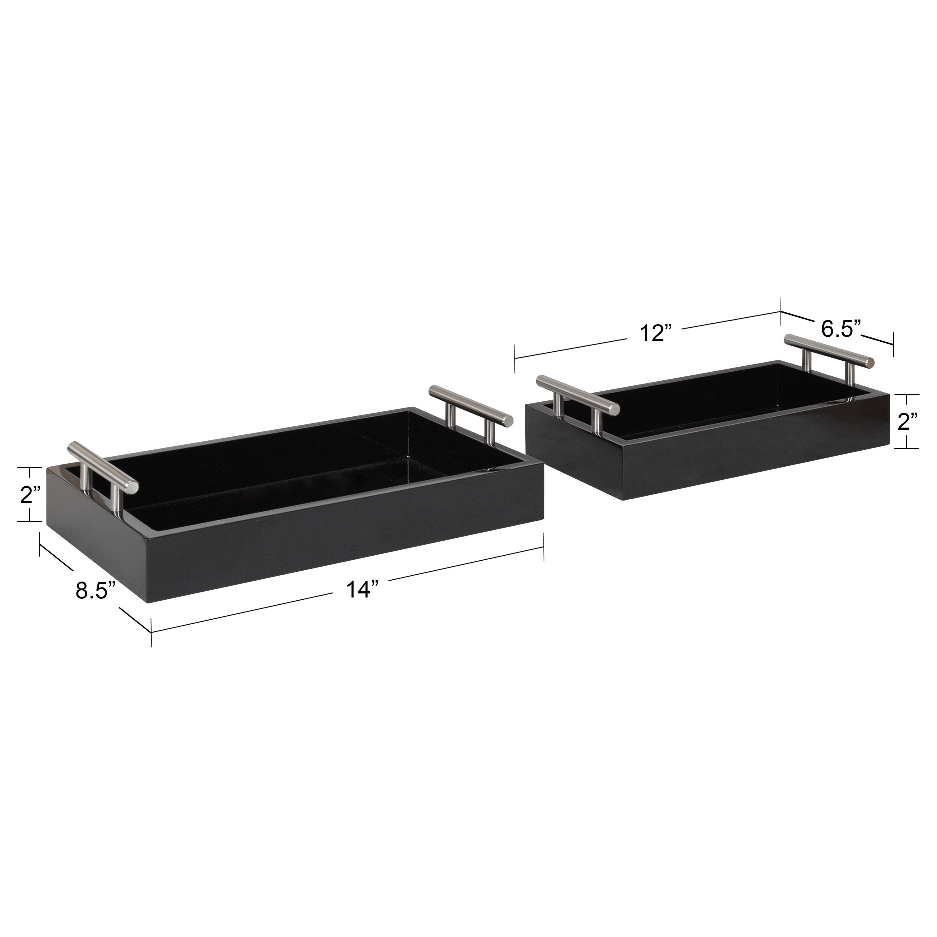 Tray Set Black Silver 2 Piece 2