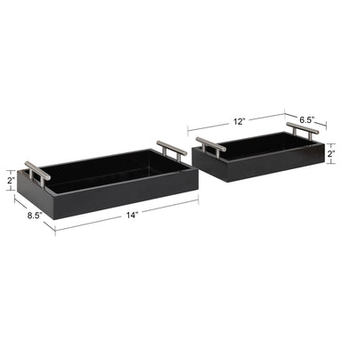 Tray Set Black Silver 2 Piece 2