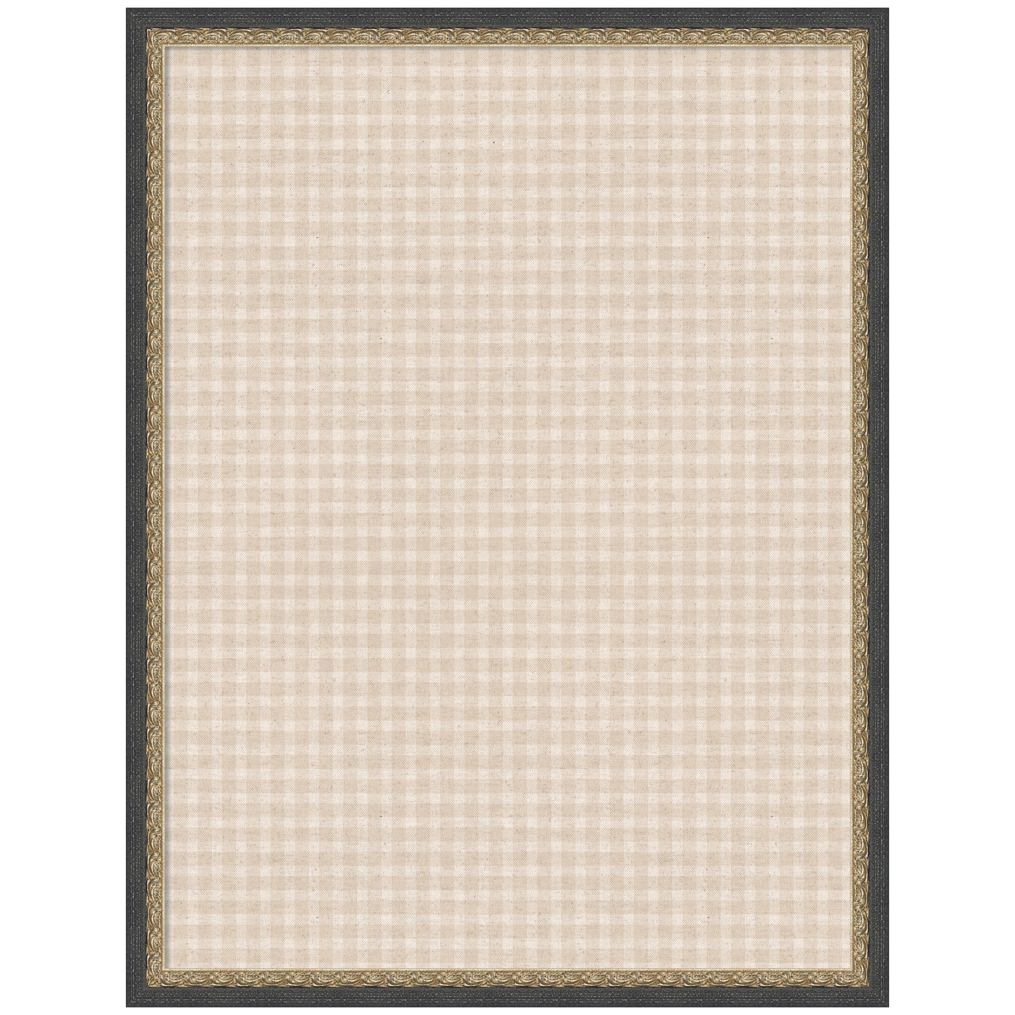 Framed Fabric Pinboard Mini Gingham Neutral Linen Wall Organization