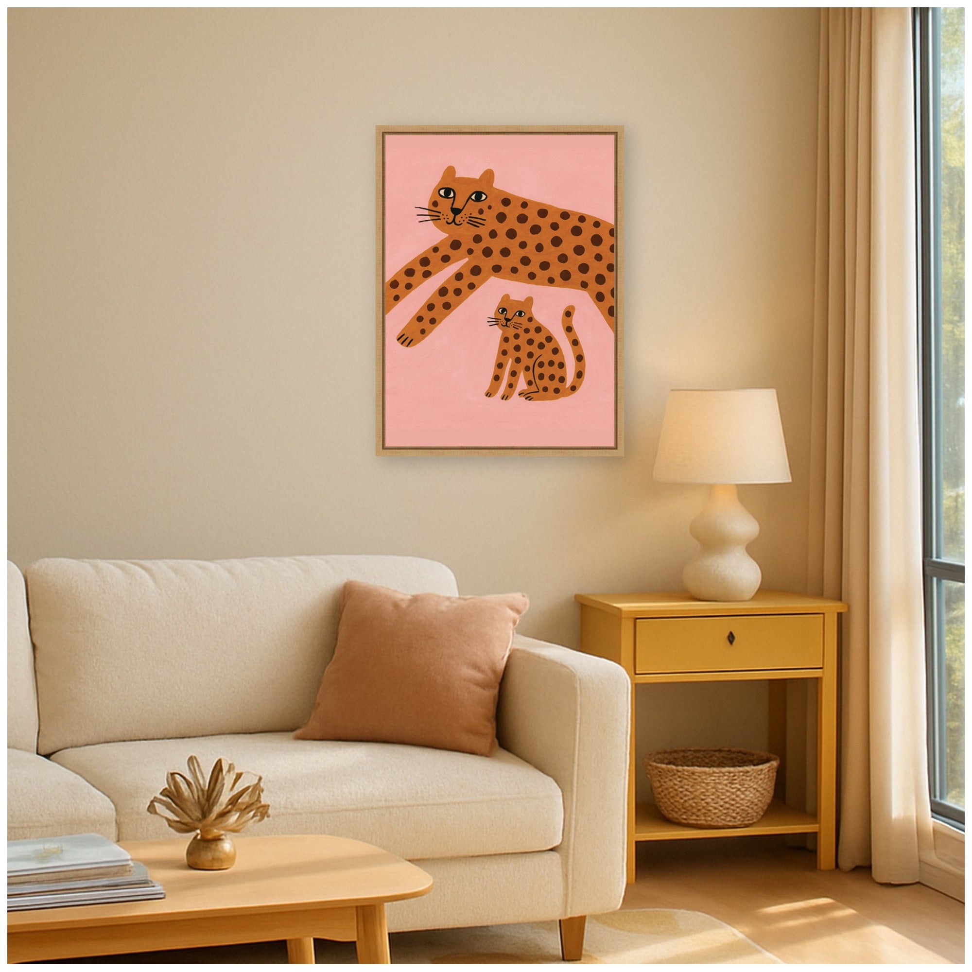 Leopards Pink by Laura Moss Framed Canvas Wall Art Print