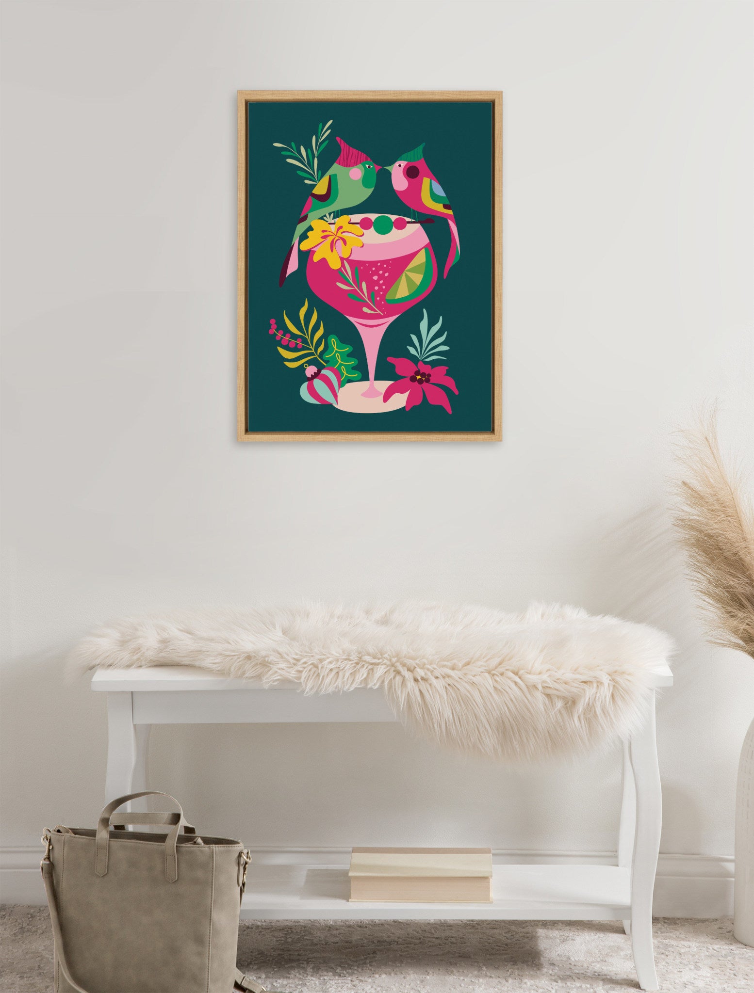 Sylvie Cardinal Cocktail Framed Canvas by Rachel Lee of My Dream Wall