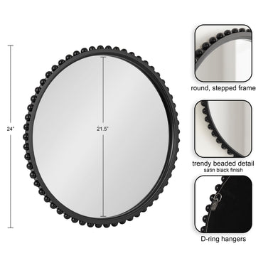 Round Mirror Black 24x24 2