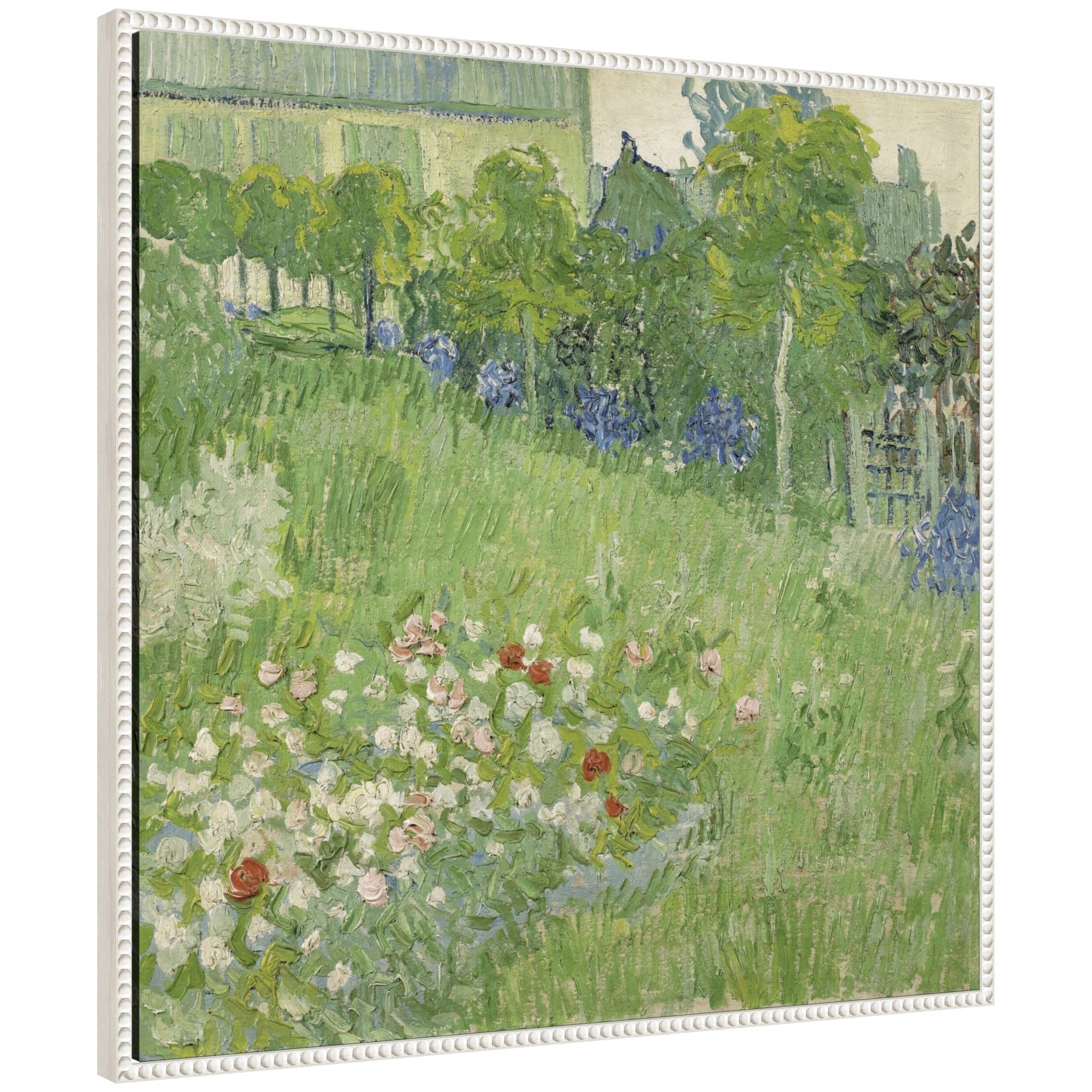Framed Canvas 30x30 Sylvie Beaded White 1