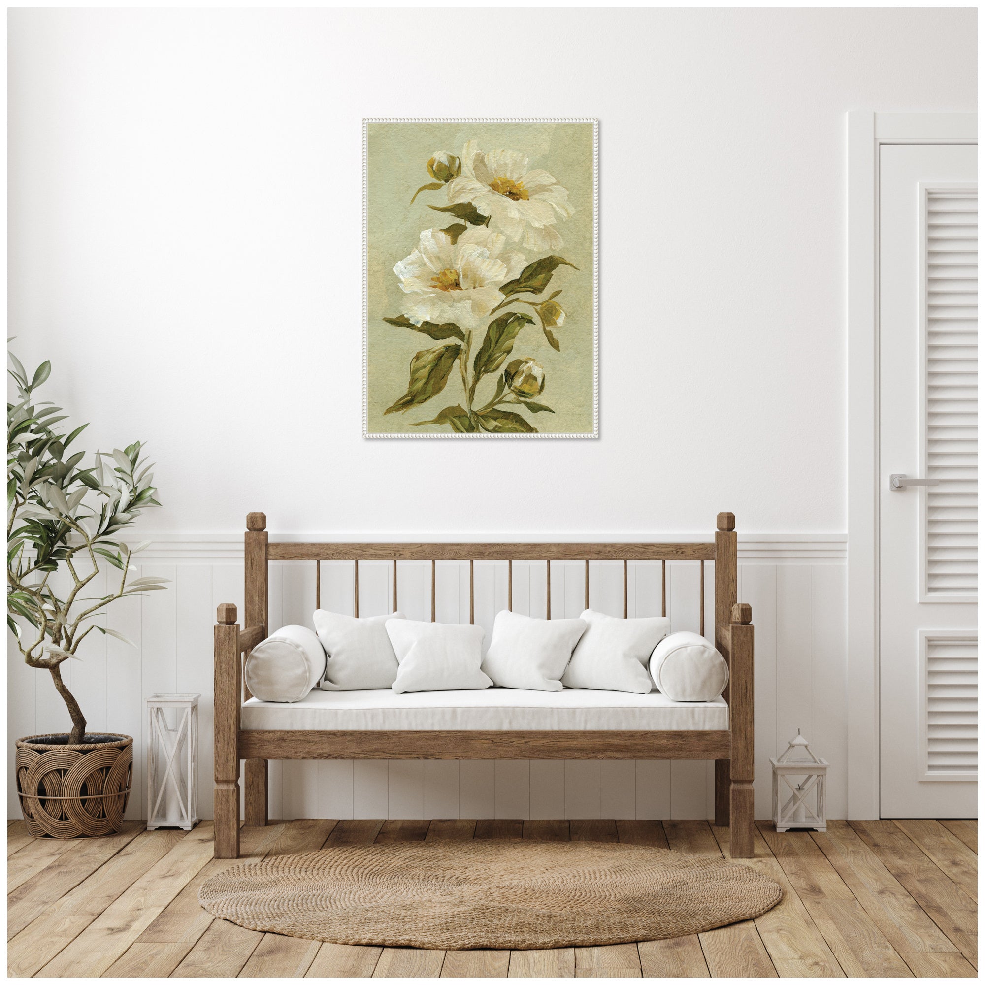 Framed Canvas Sylvie Beaded White 28x38 7