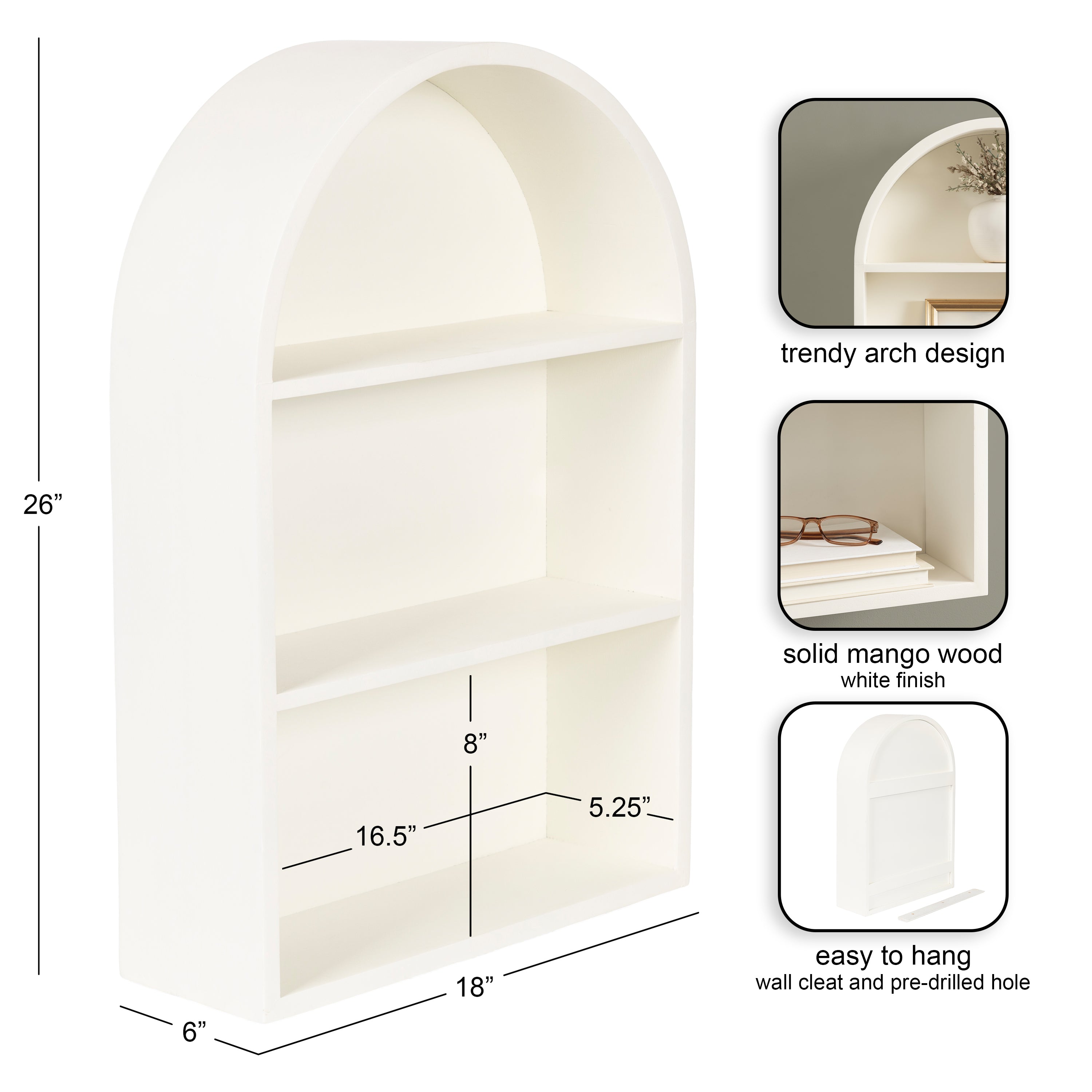 Accent Shelf White 18x6x26 2
