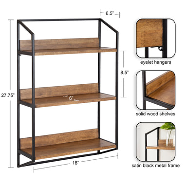 Accent Shelf Rustic Brown Black 18x28x7 2