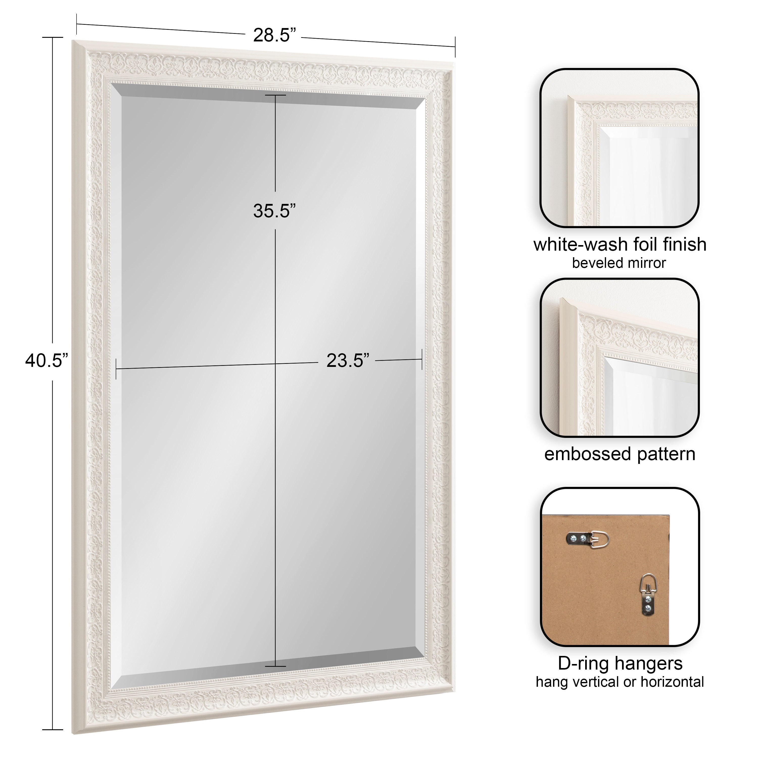 Rectangle Mirror White 28.5x40.5 2