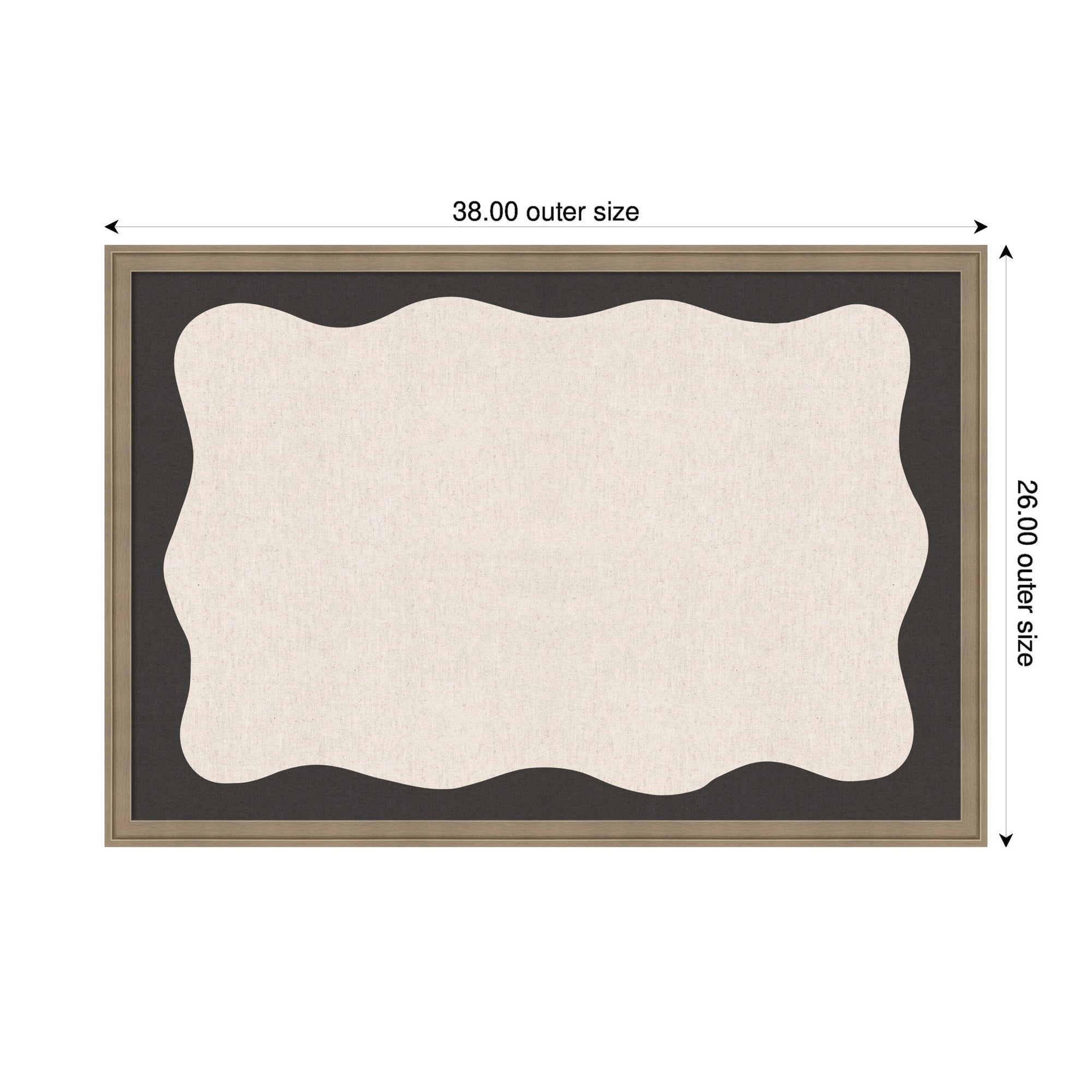 Framed Fabric Pinboard Wavy Linen Light and Black Wall Organization