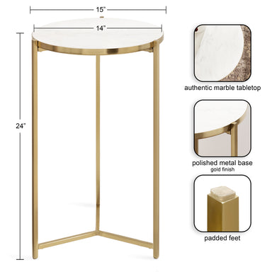Side Table White Gold 15x15x24 2
