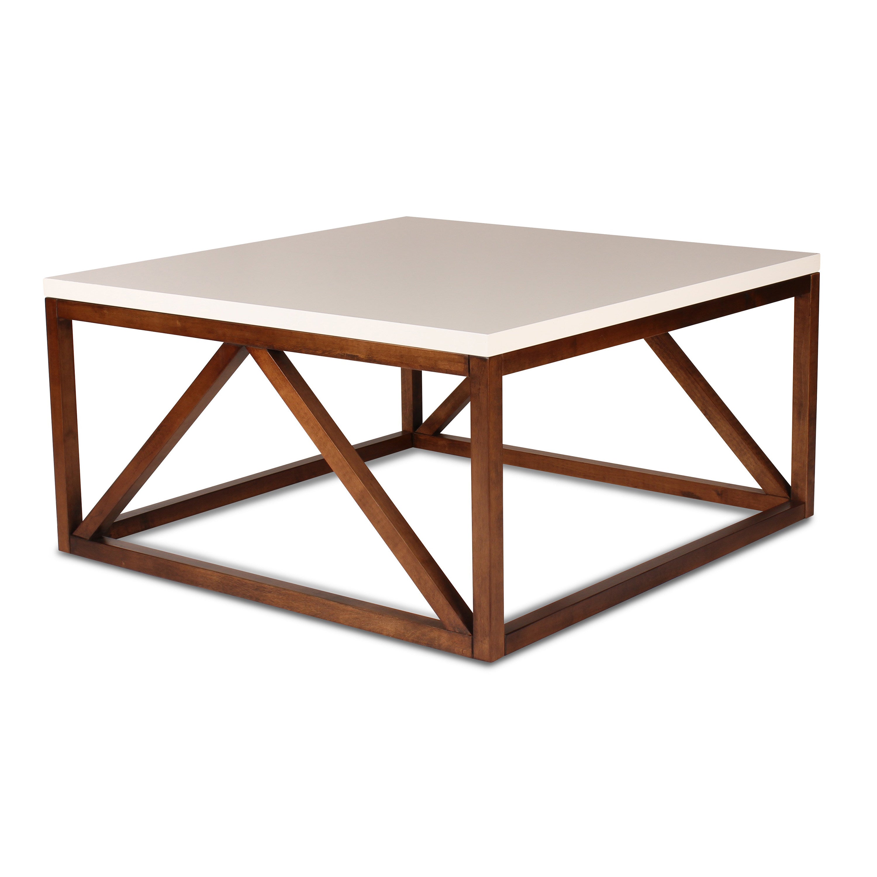 Coffee Table White Walnut Brown 36x36x18 3