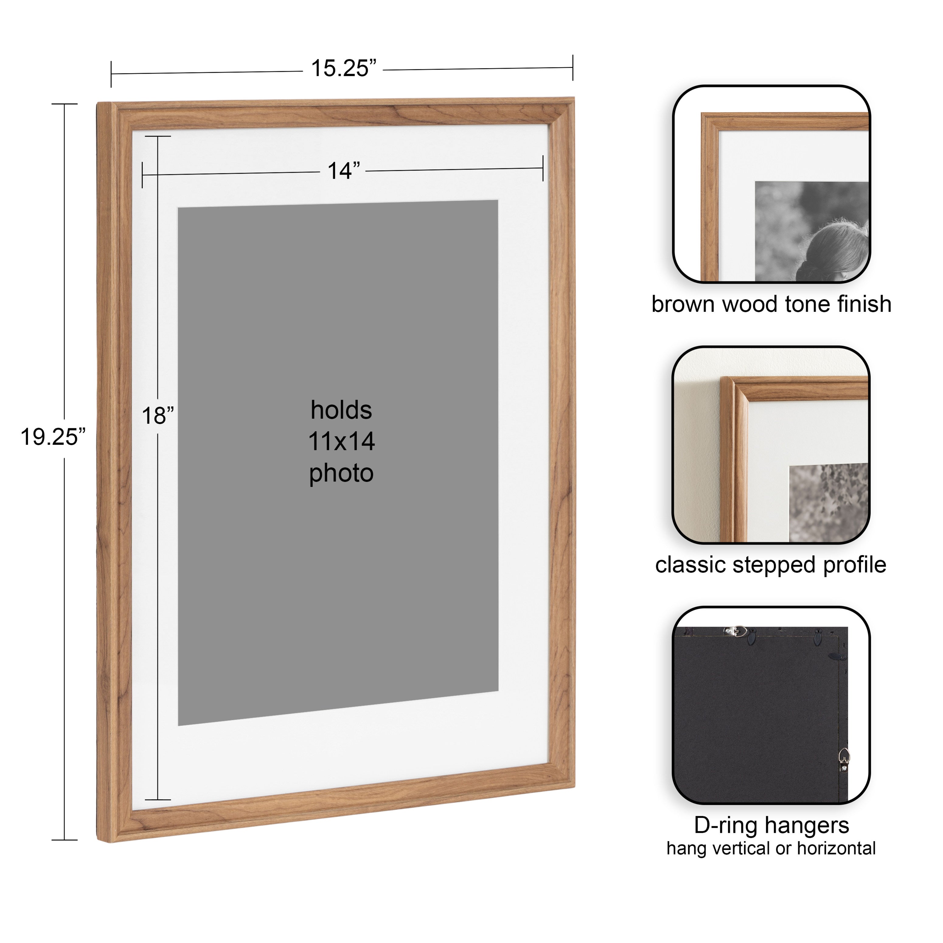 Wall Frame 14x18 matted to 11x14 Brown 2