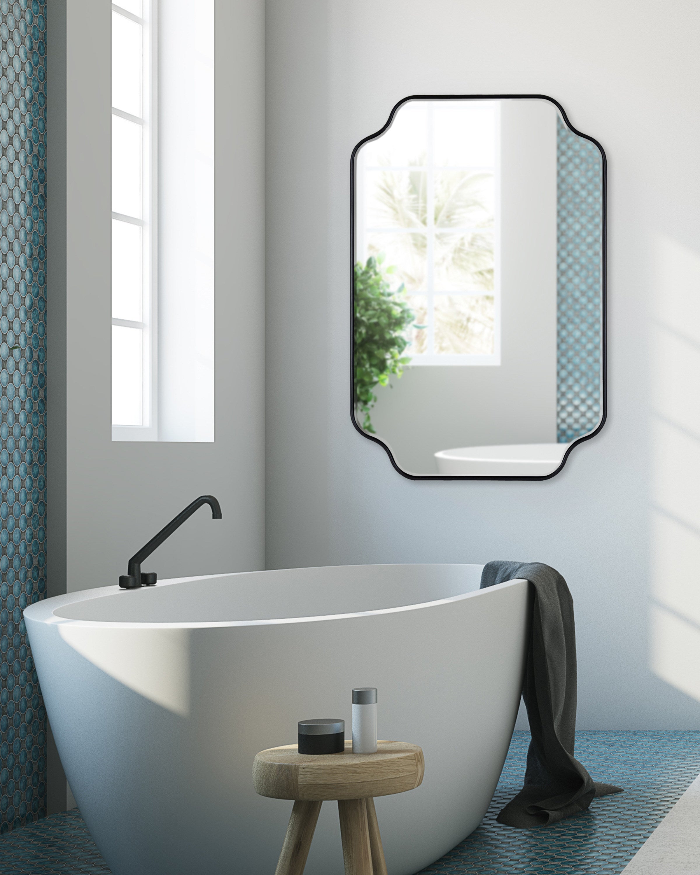 Scallop Mirror 24x36 Black 6