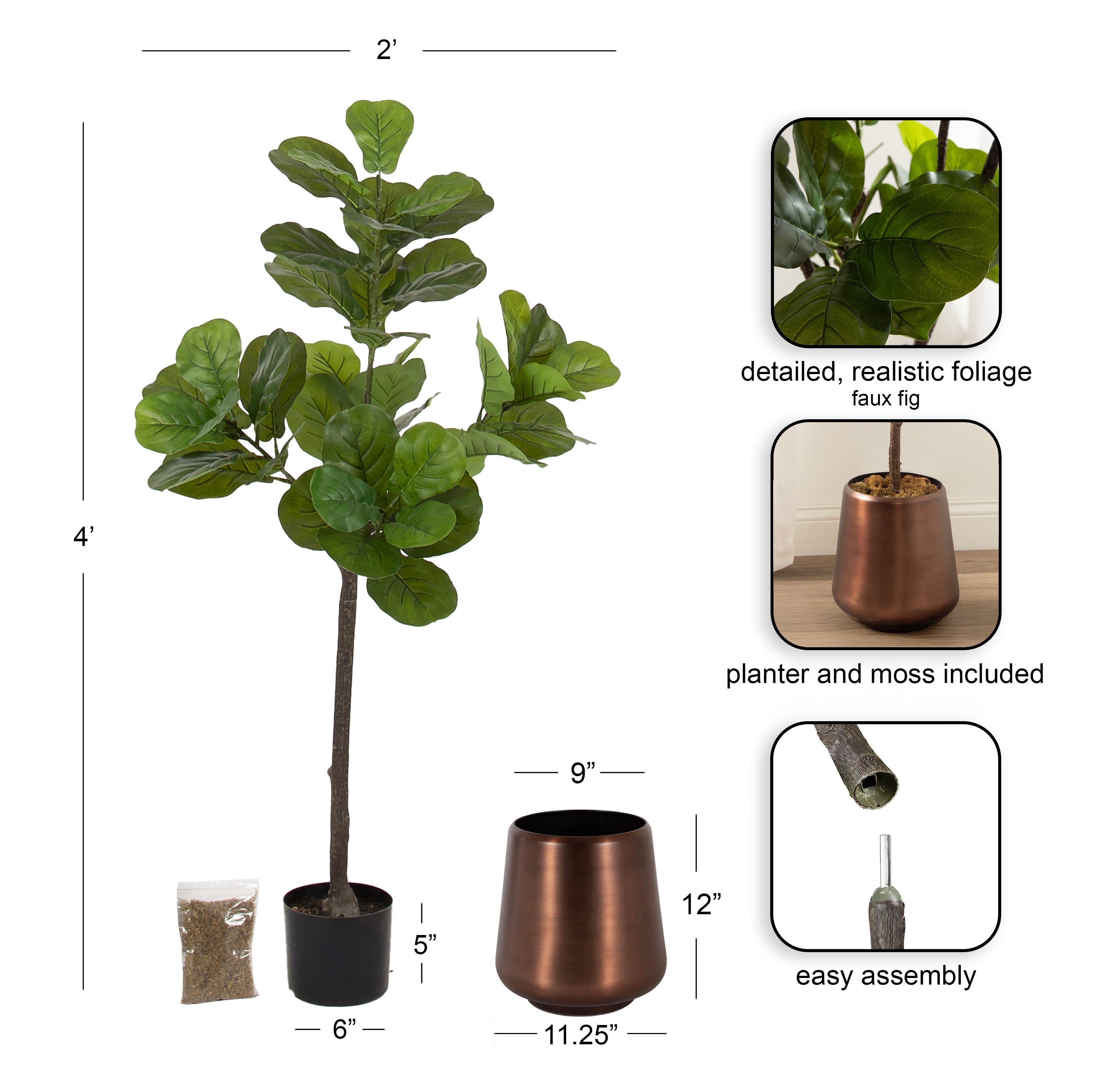 Faux Tree Bronze 4' 2