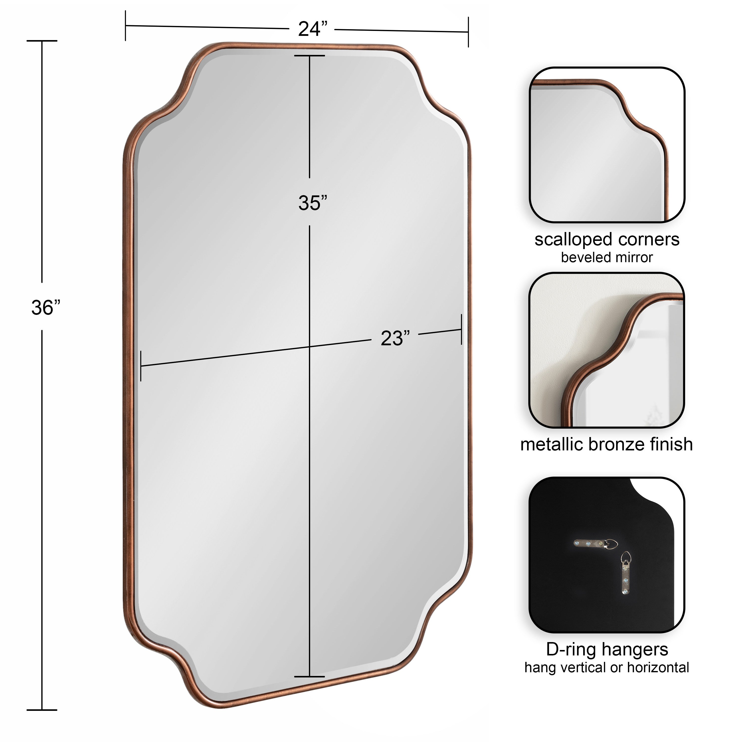 Scallop Mirror 24x36 Bronze 2