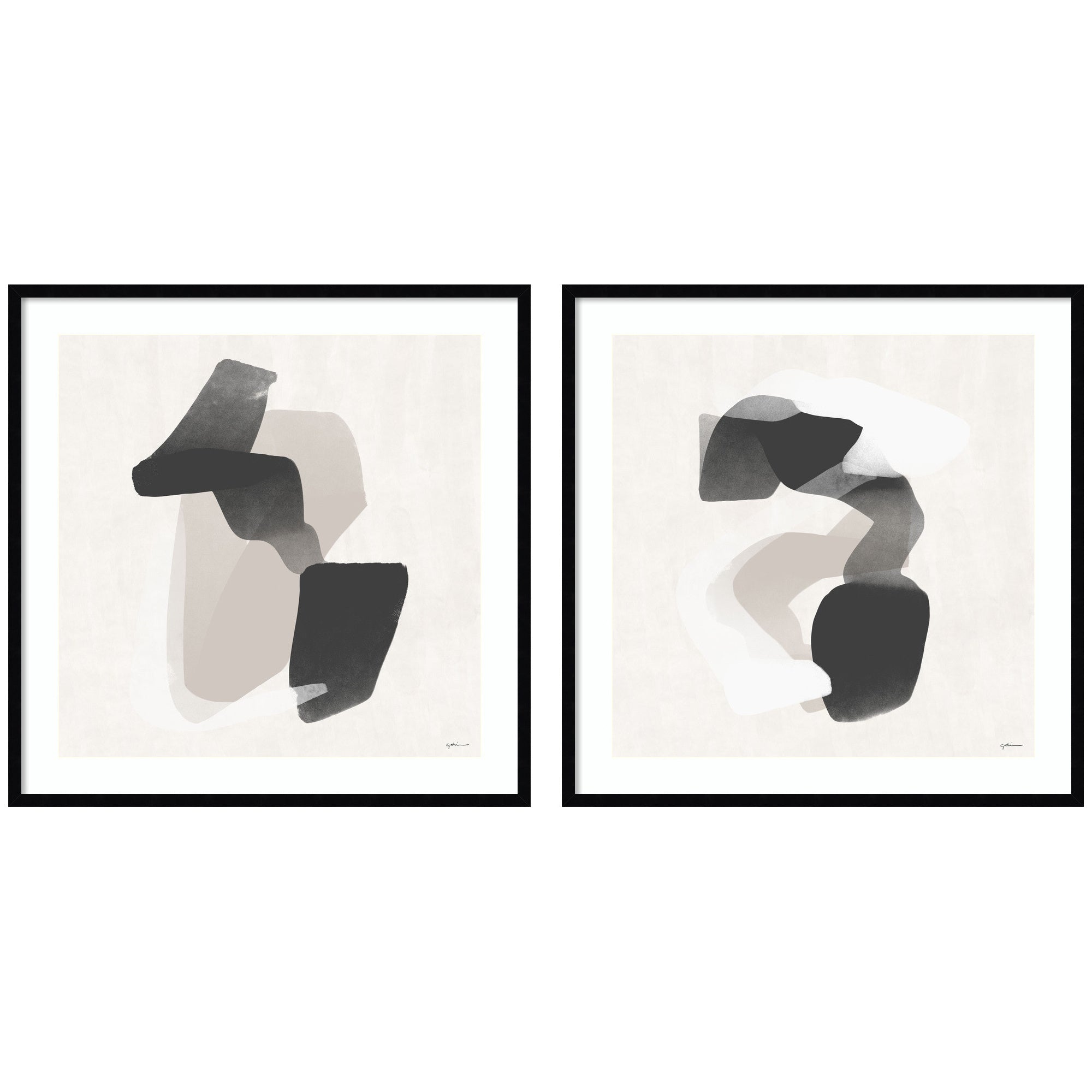 Framed Art Svelte Noir Black 2 Piece Set 33x33 1