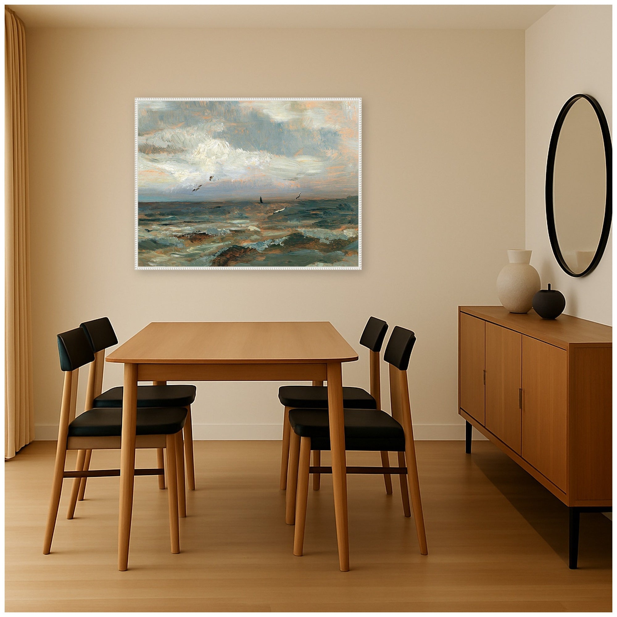 Framed Canvas 42x32 Sylvie Beaded White 5