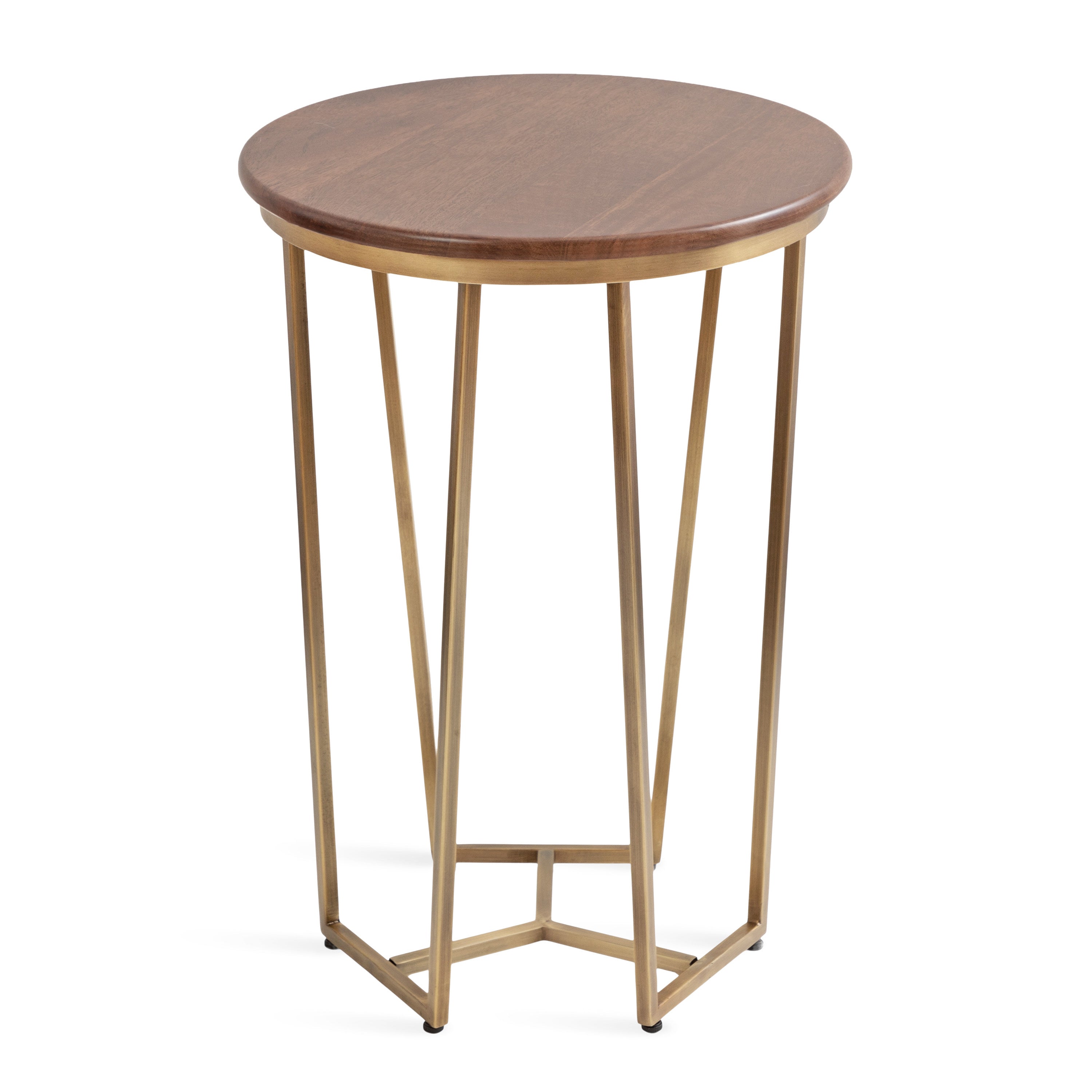 Side Table Walnut Brown Gold 16x16x24 5