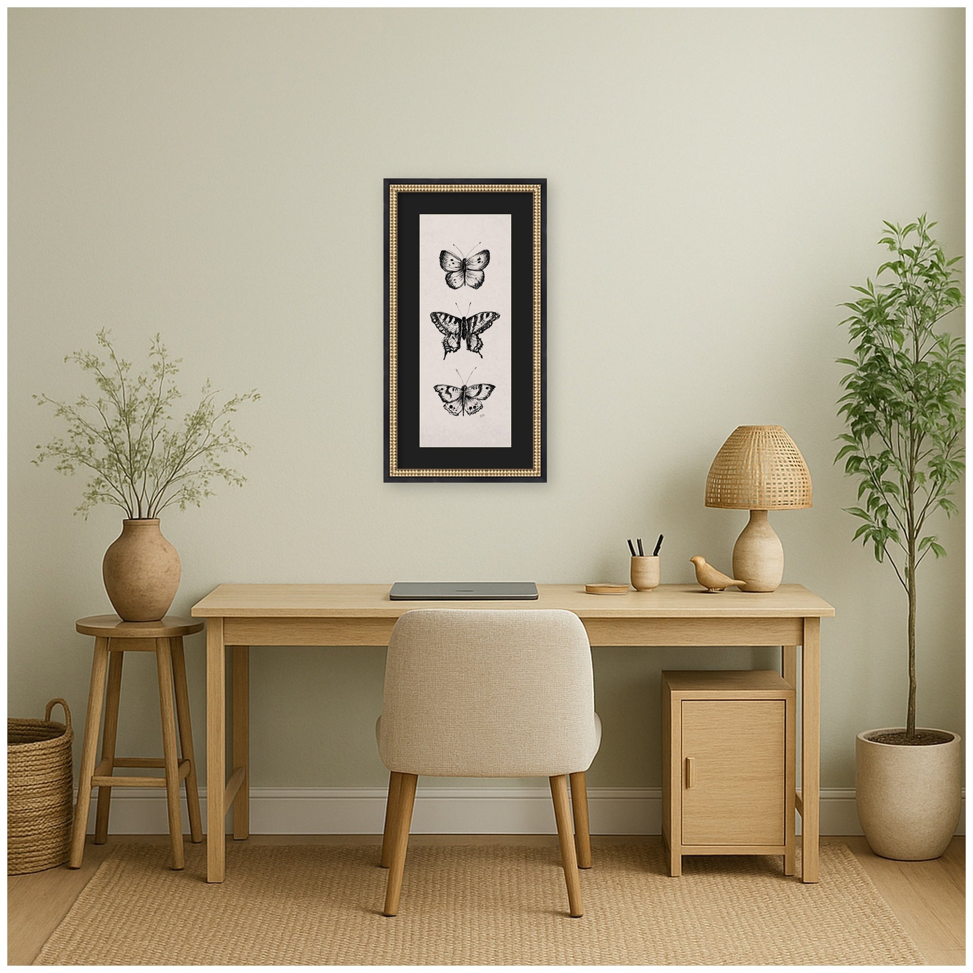 Framed Art 14x26 Green Matted to 8x20 Castellan Black 6
