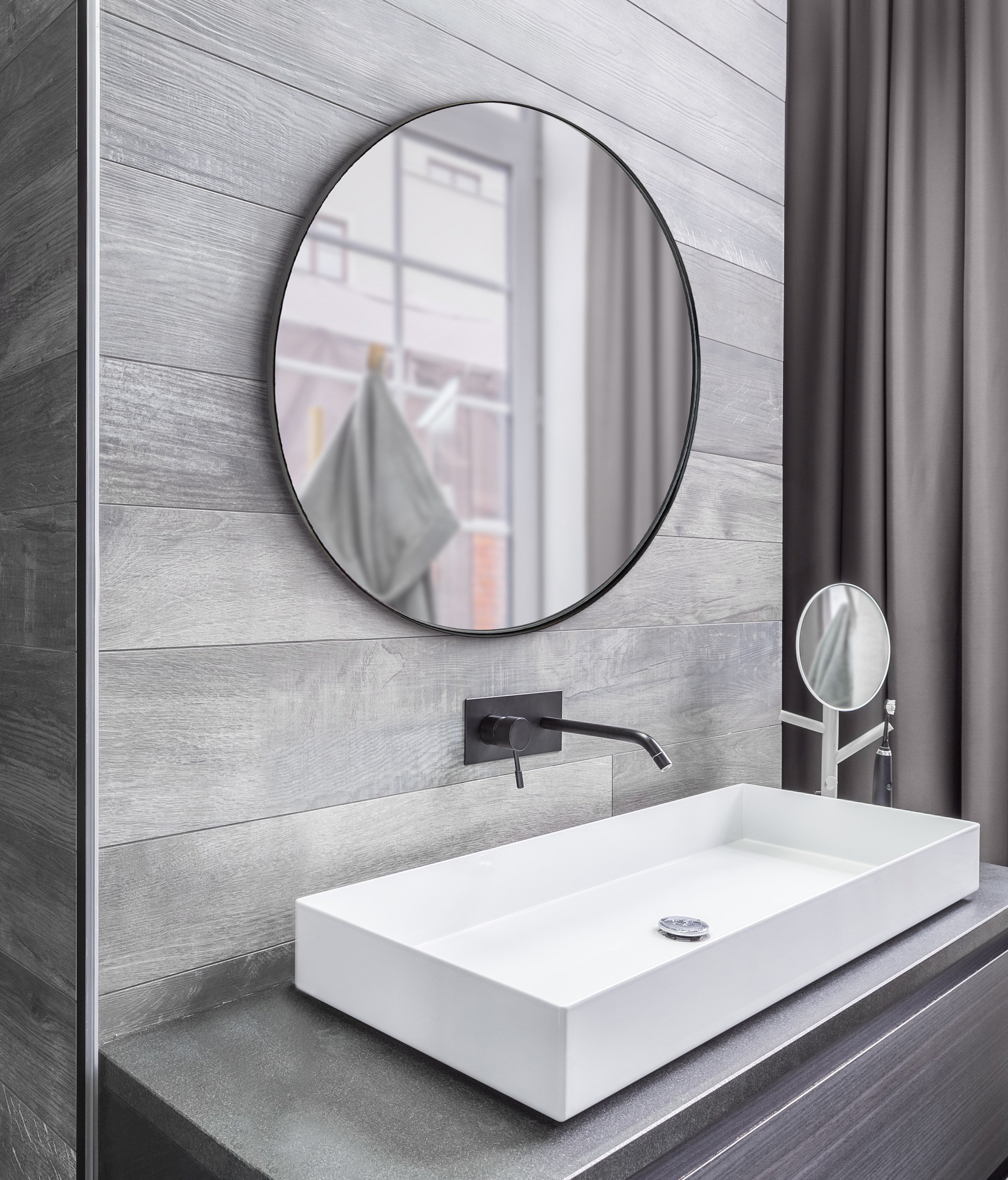 Rollo Round Framed Wall Mirror