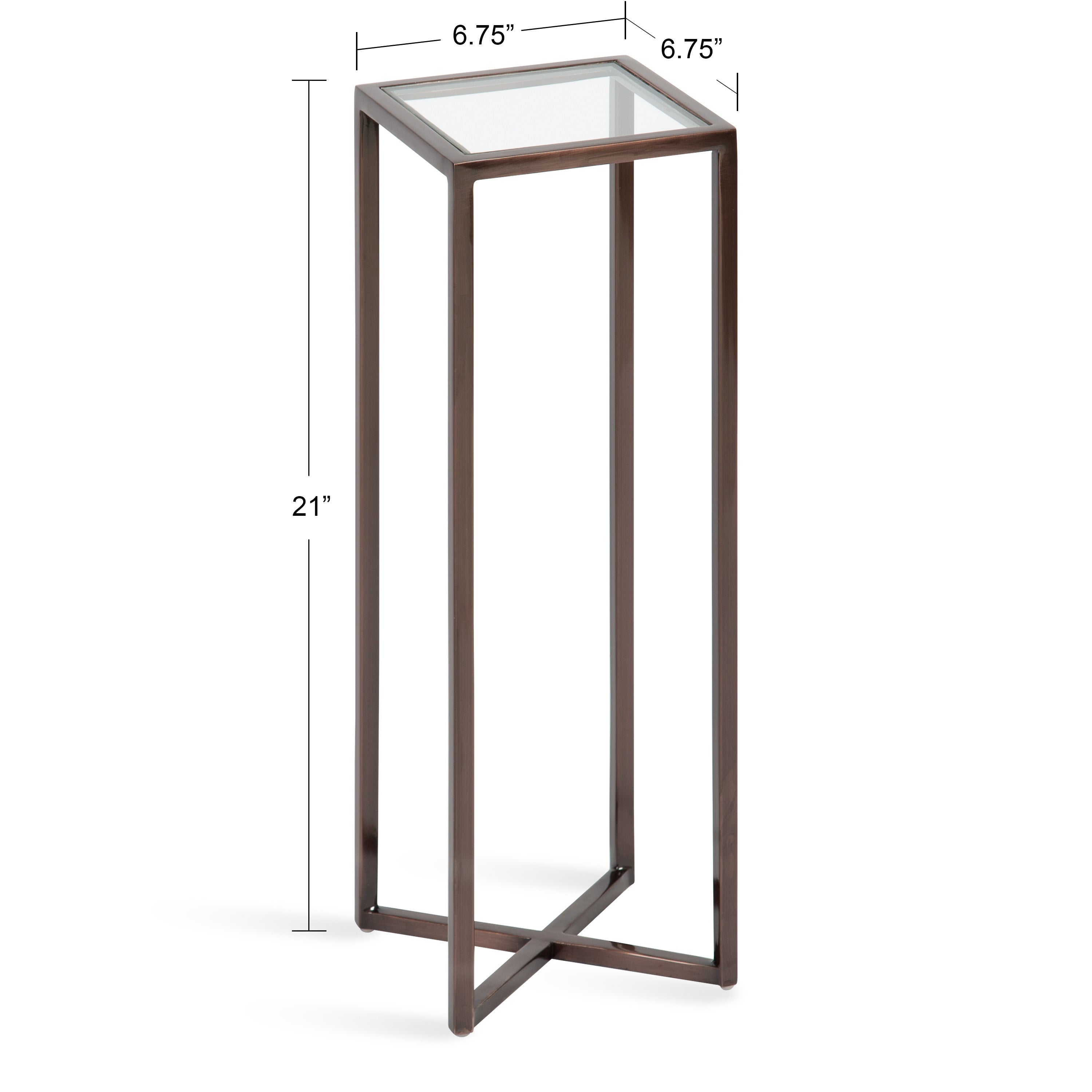 Side Table Clear Bronze 7x7x21 2