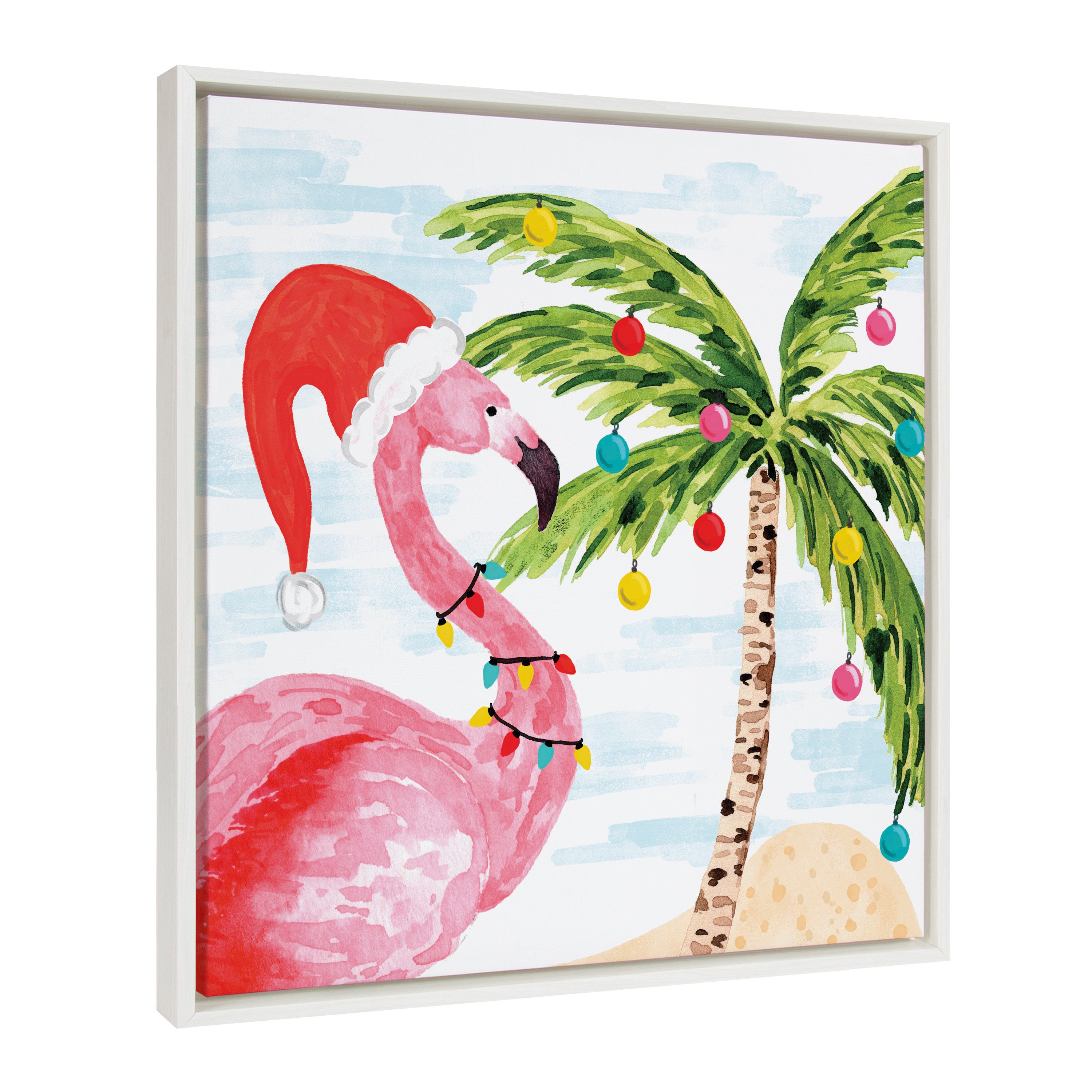 Sylvie Holiday Flamingo Framed Canvas by Sara Berrenson