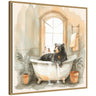 Sylvie Black Bear Bathroom Watercolor Framed Canvas by The Creative Bunch Studio