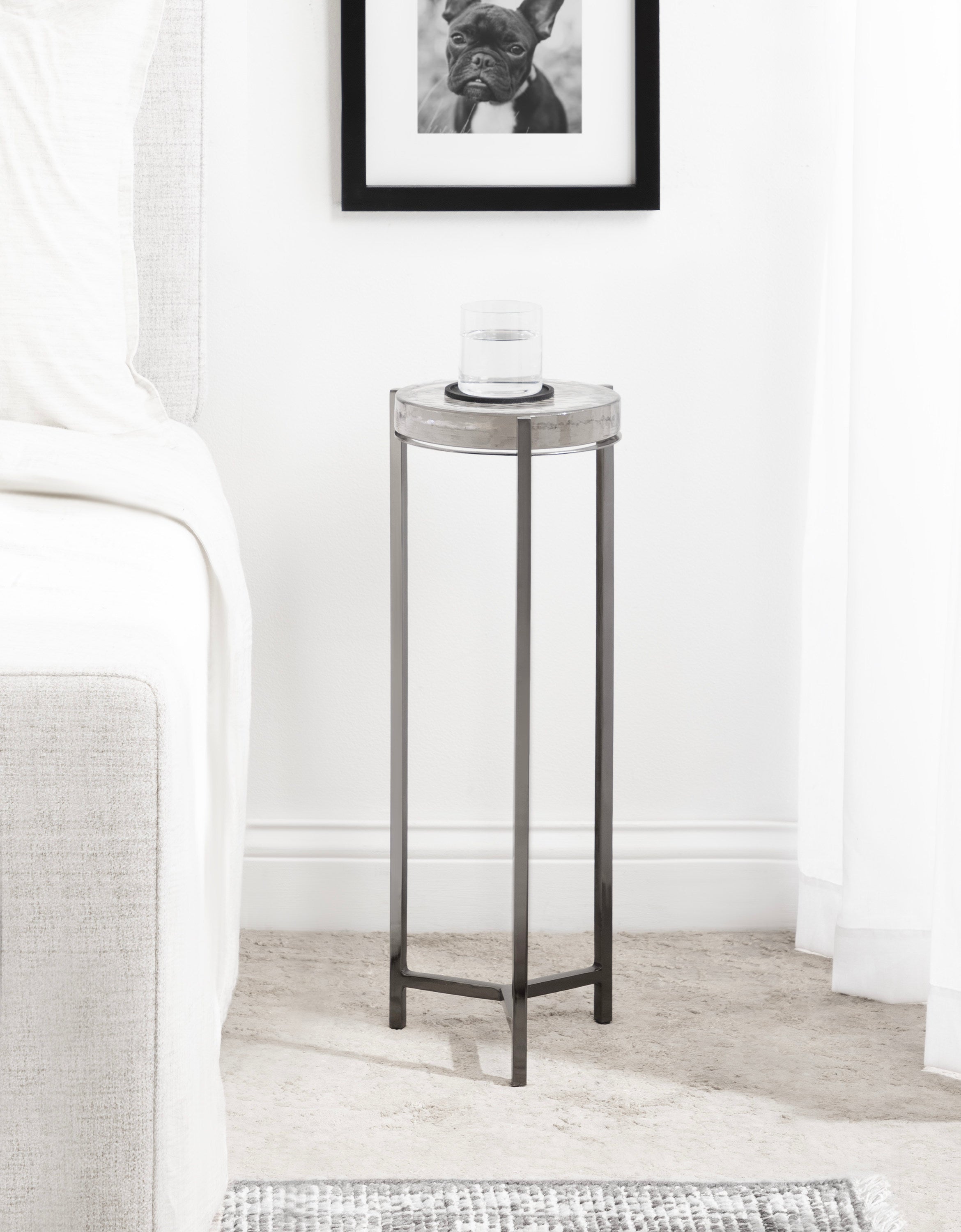 Drink Table Clear Pewter 9x9x23 7