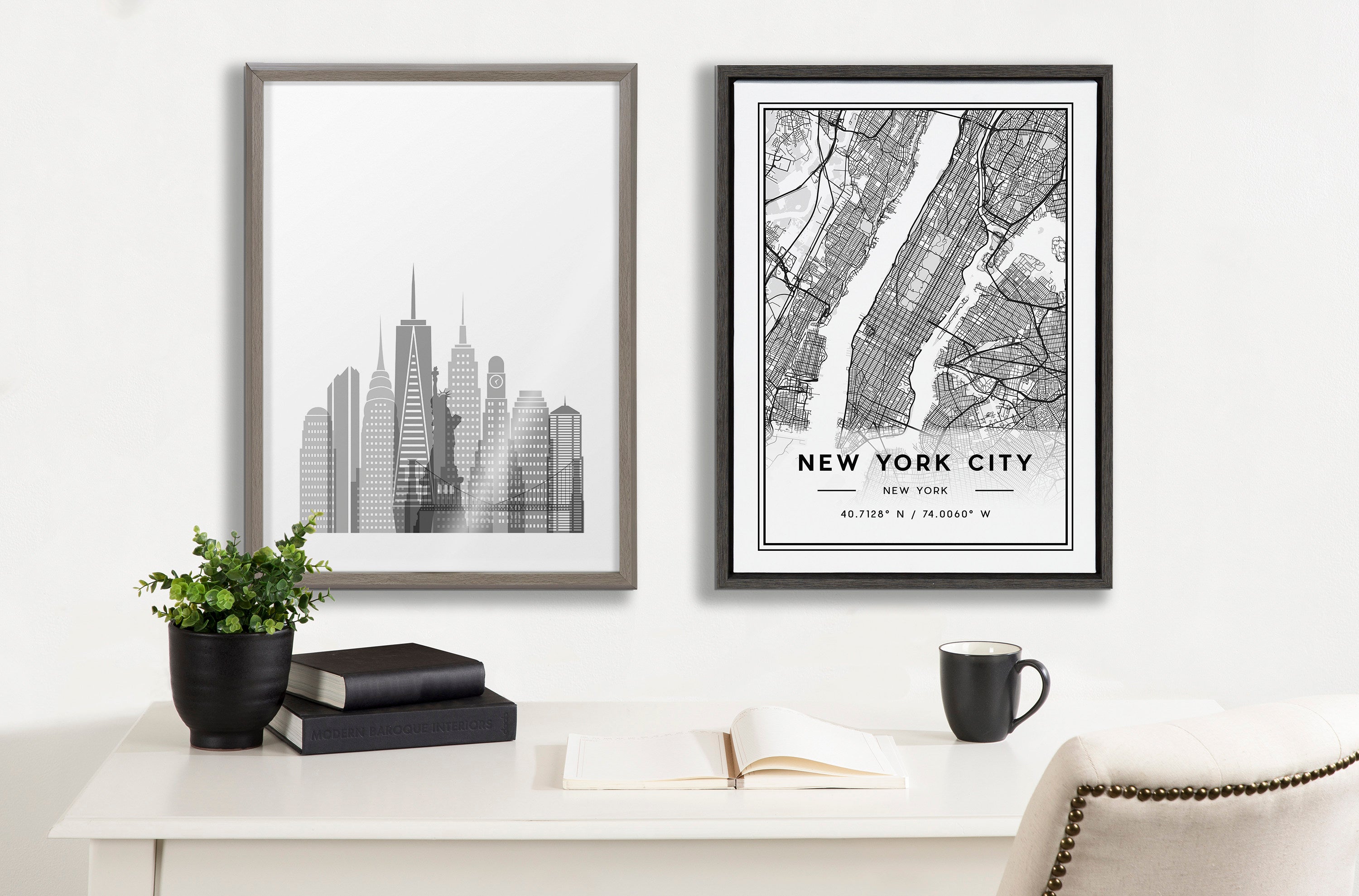 Blake New York Cityscape Framed Printed Glass by Jake Goossen