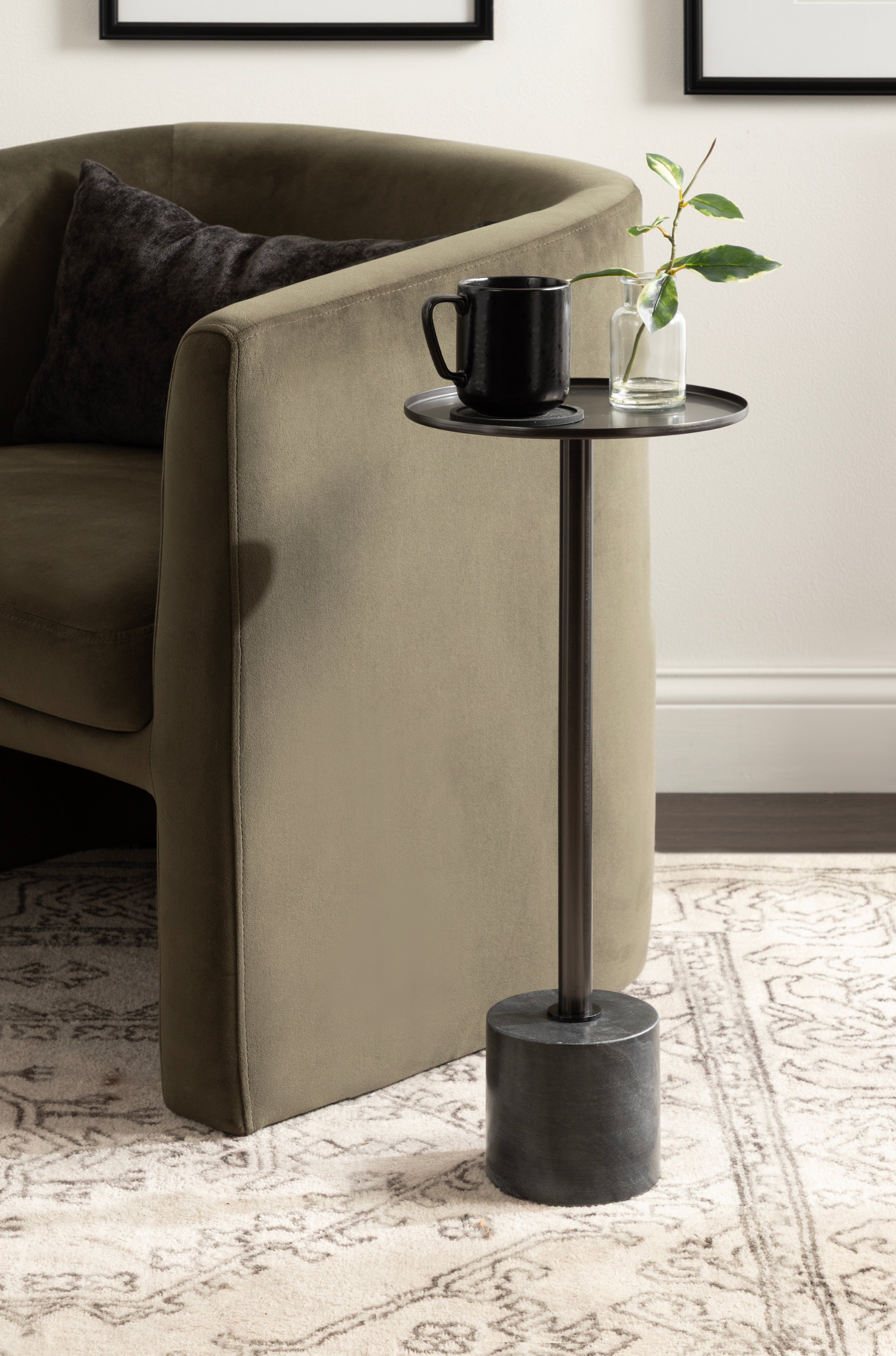 Drink Table Pewter Black 10x10x24 6
