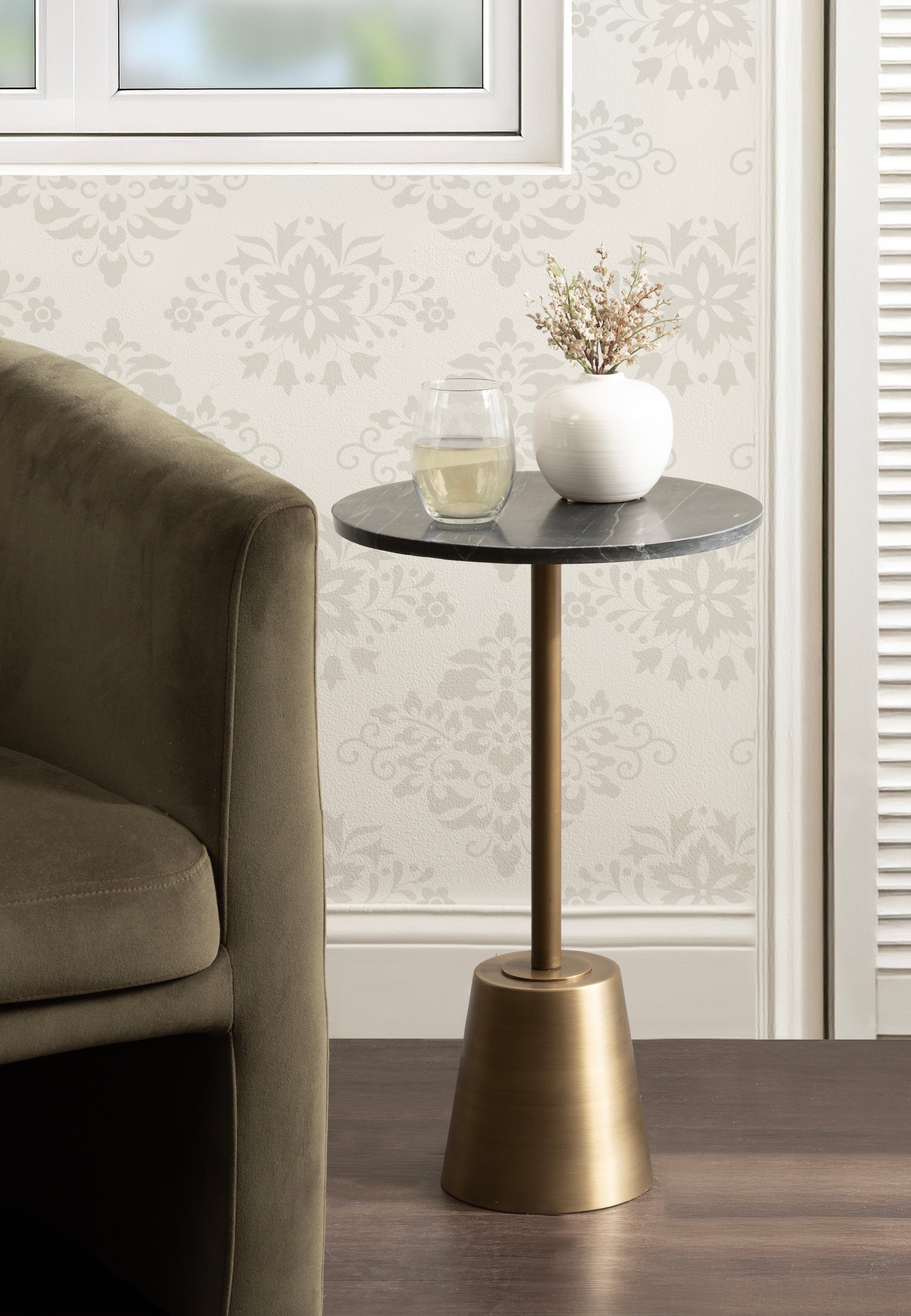 Side Table Black Brass 14x14x24 6