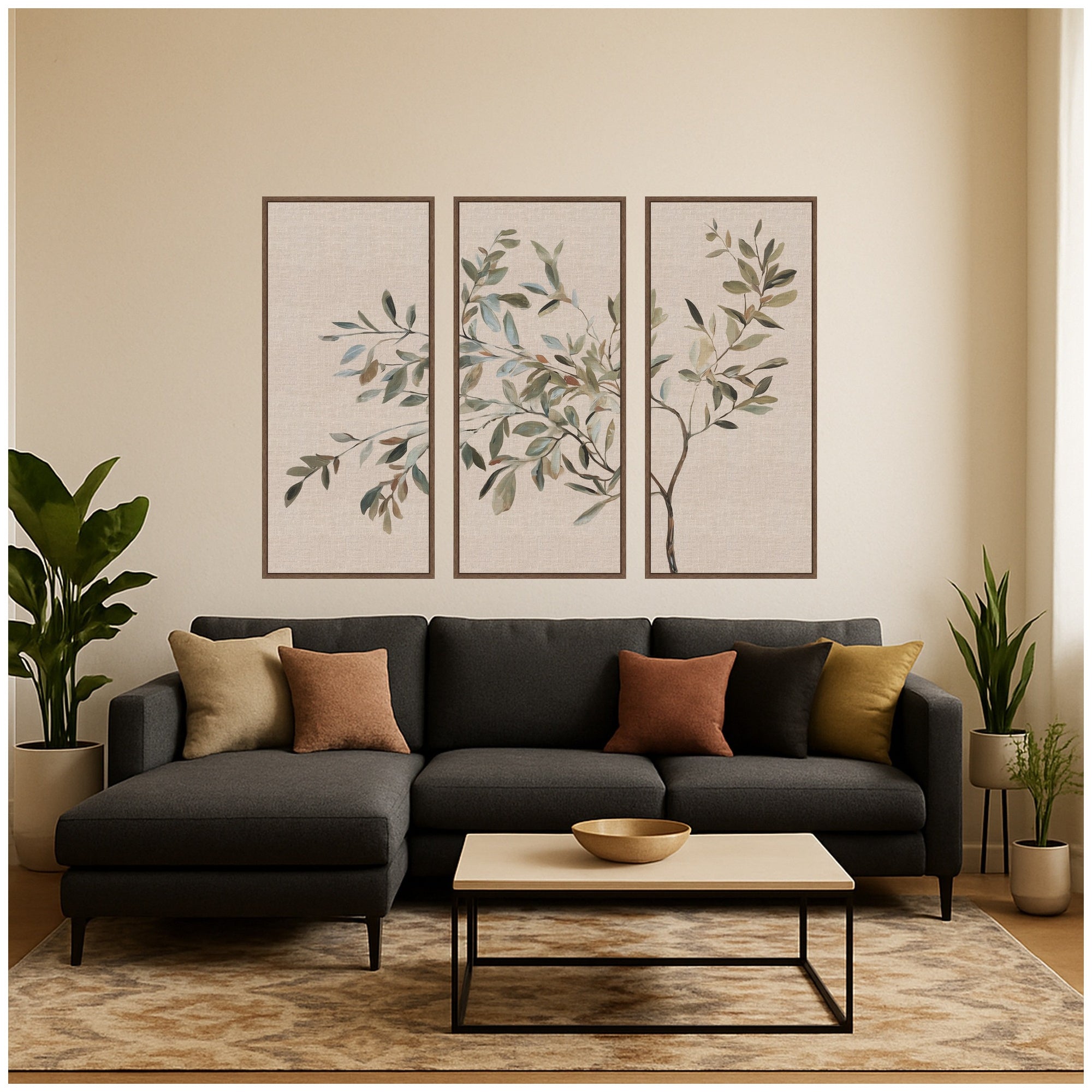 Framed Canvas Sylvie Walnut 3 Piece Set 18x40 5