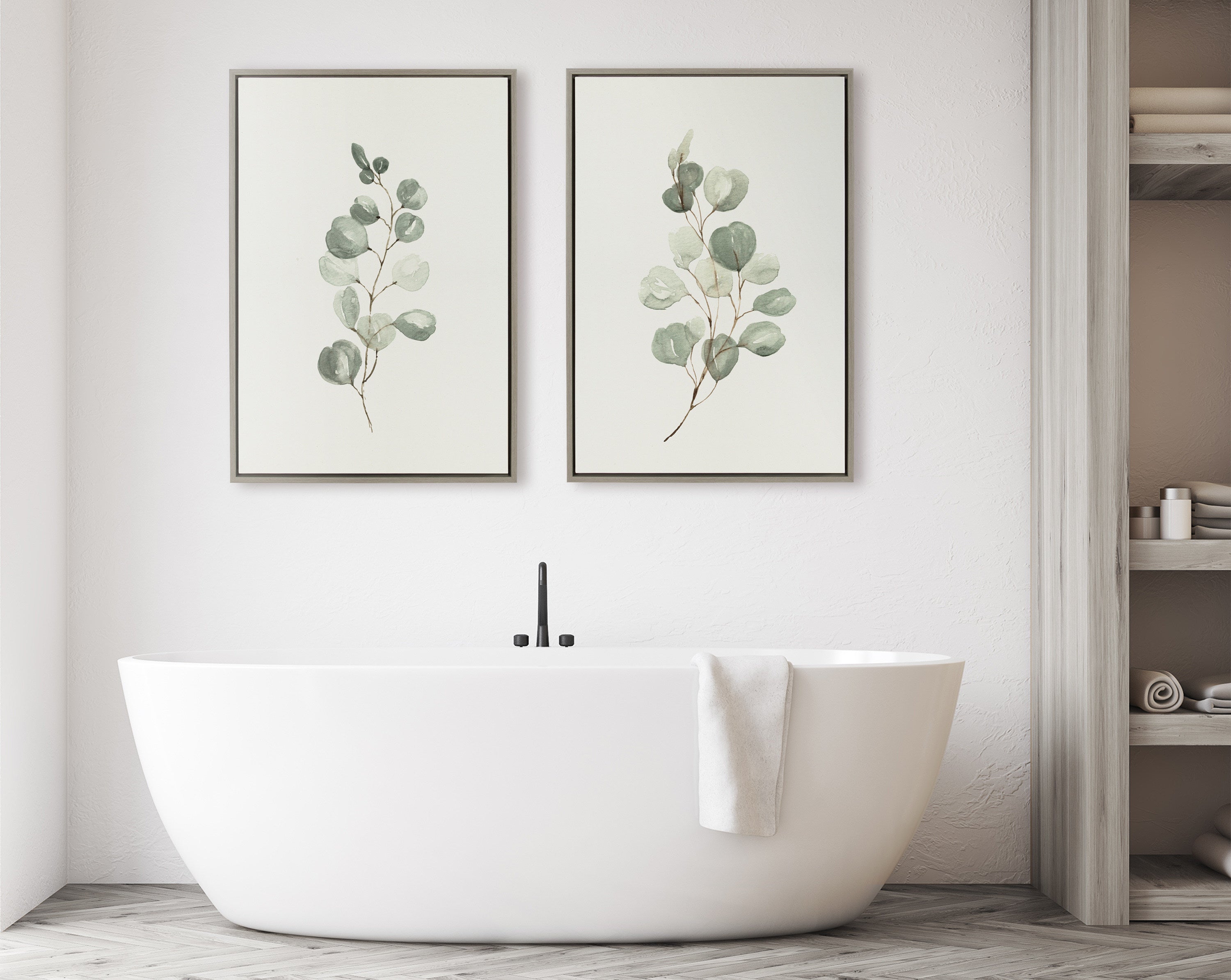 Sylvie Eucalyptus Framed Canvas Set by Maja Mitrovic of Makes My Day Happy