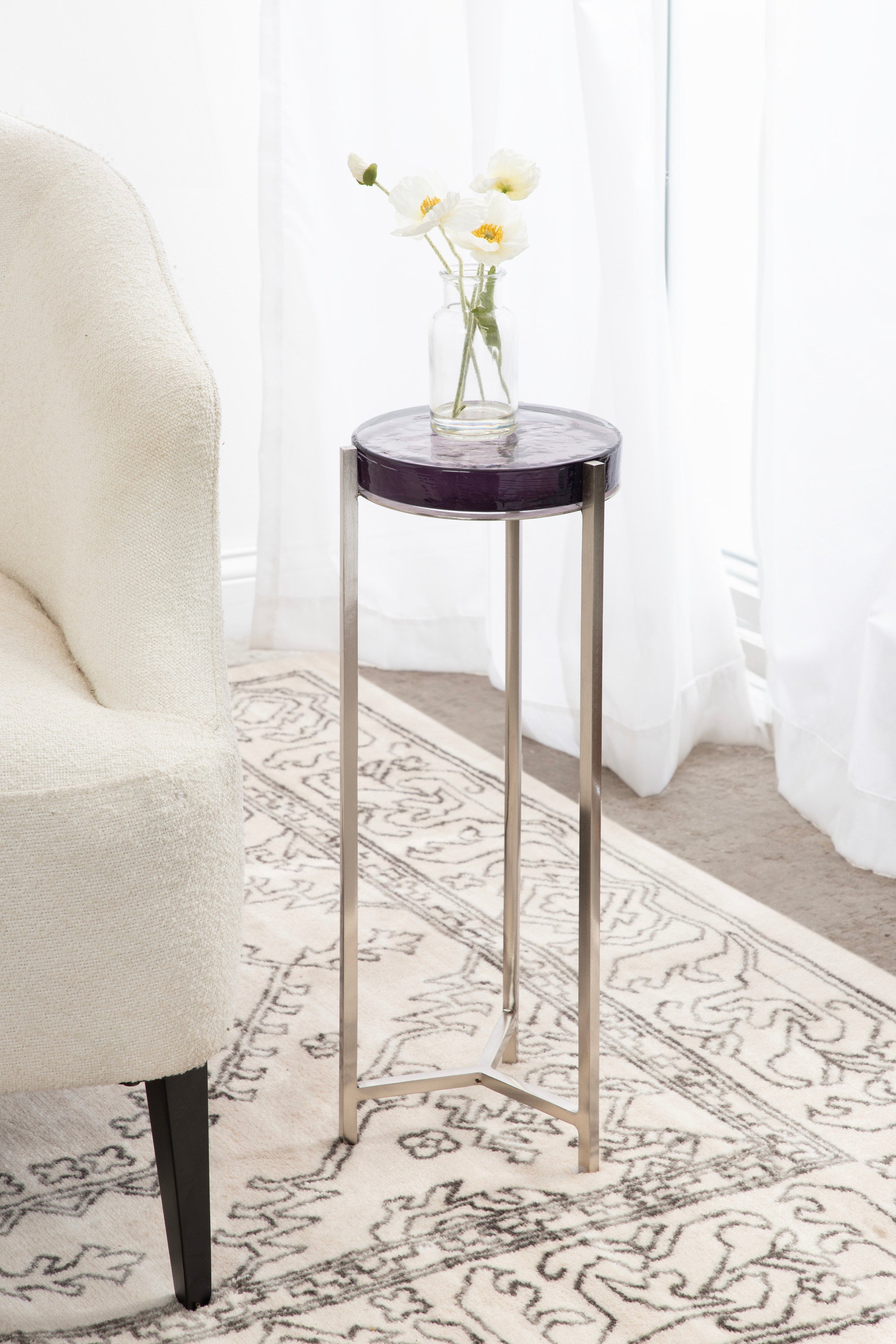 Drink Table Purple Silver 9x9x23 6