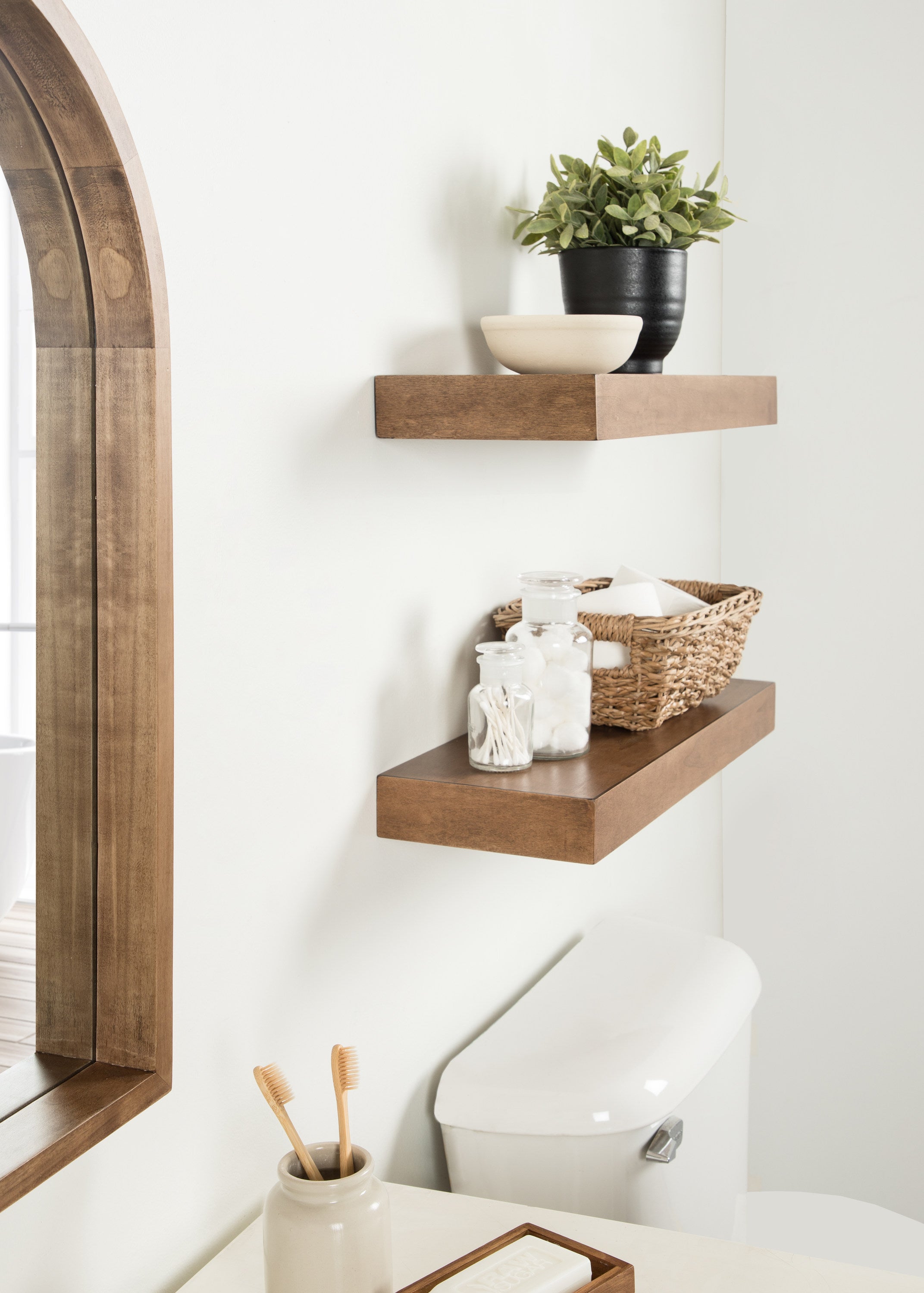 Floating Shelf 2 Piece 24 Inch Rustic Brown 8