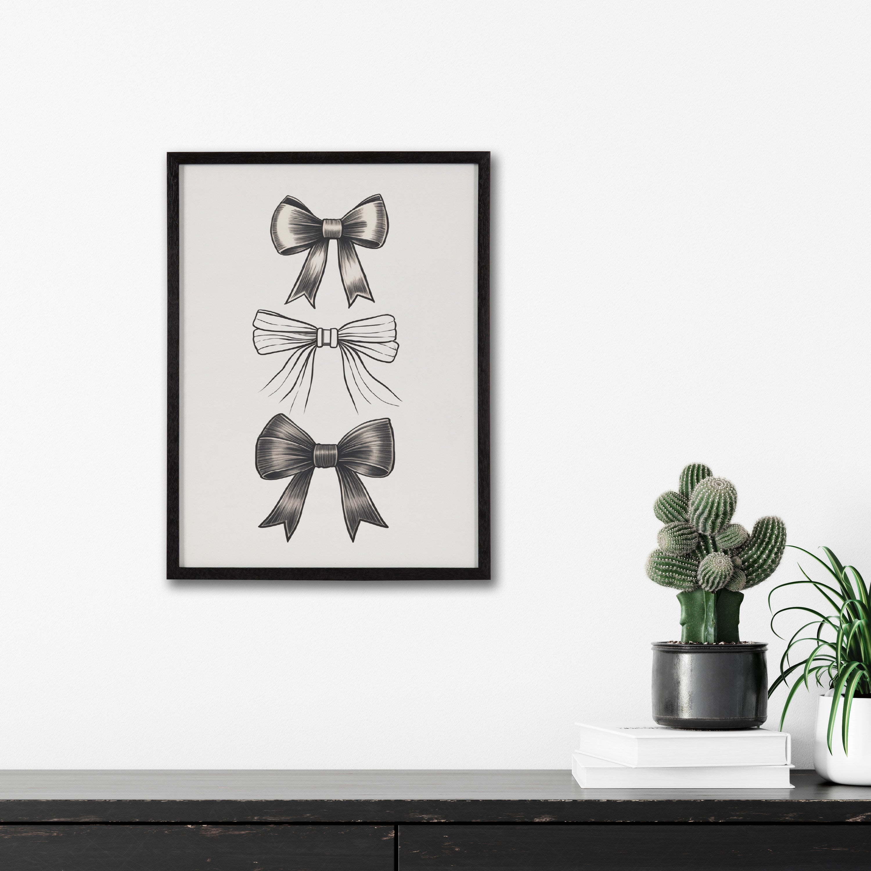 Gallery Coquette Preppy Retro Girly Black Bows Print by The Creative Bunch Studio