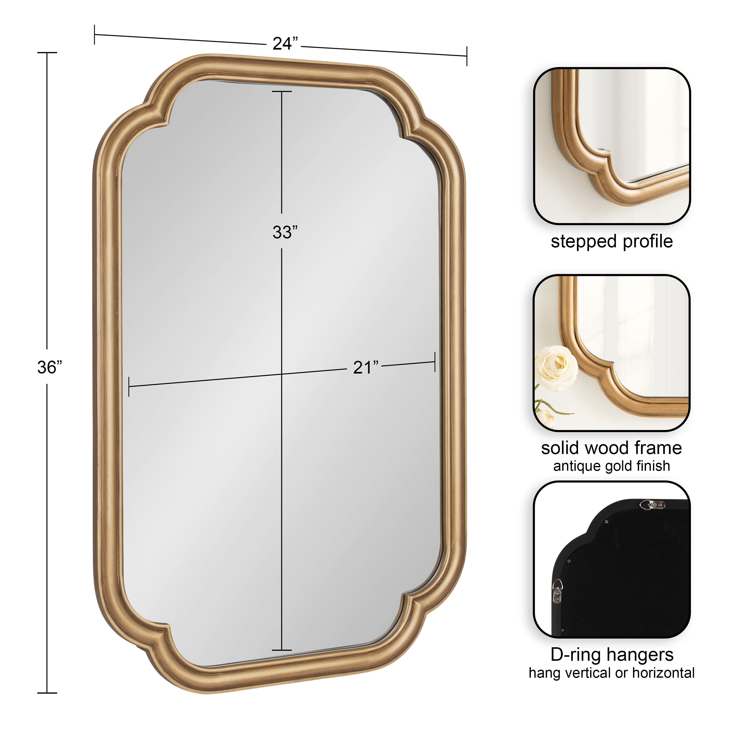 Scallop Mirror Gold 24x36 2