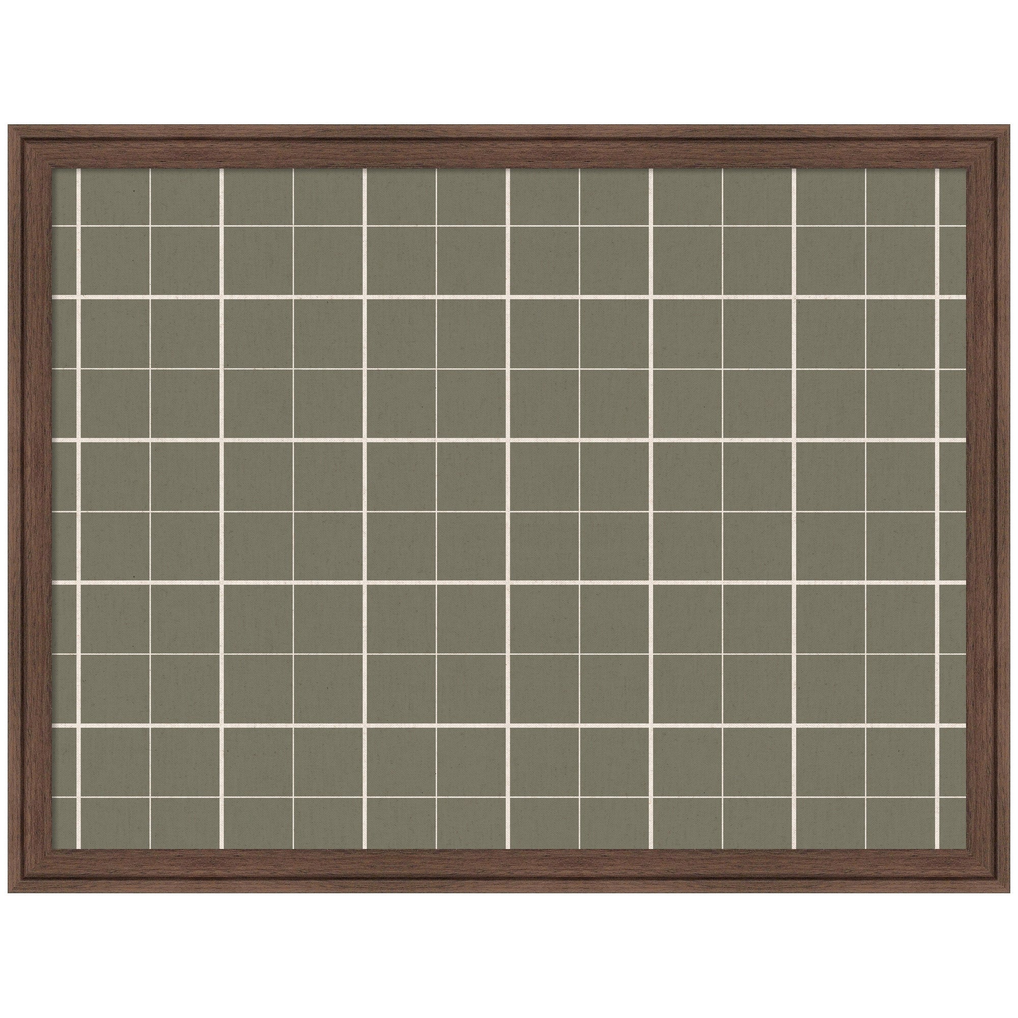Framed Fabric Pinboard Sage Green Plaid Wall Organization