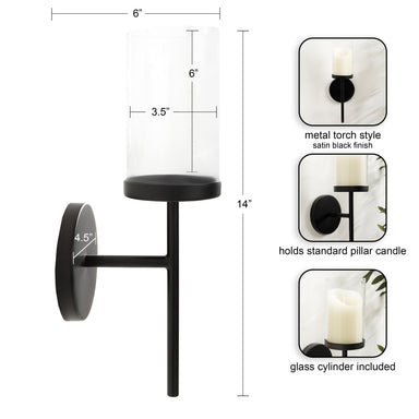Wall Sconce Black 5x6x14 2
