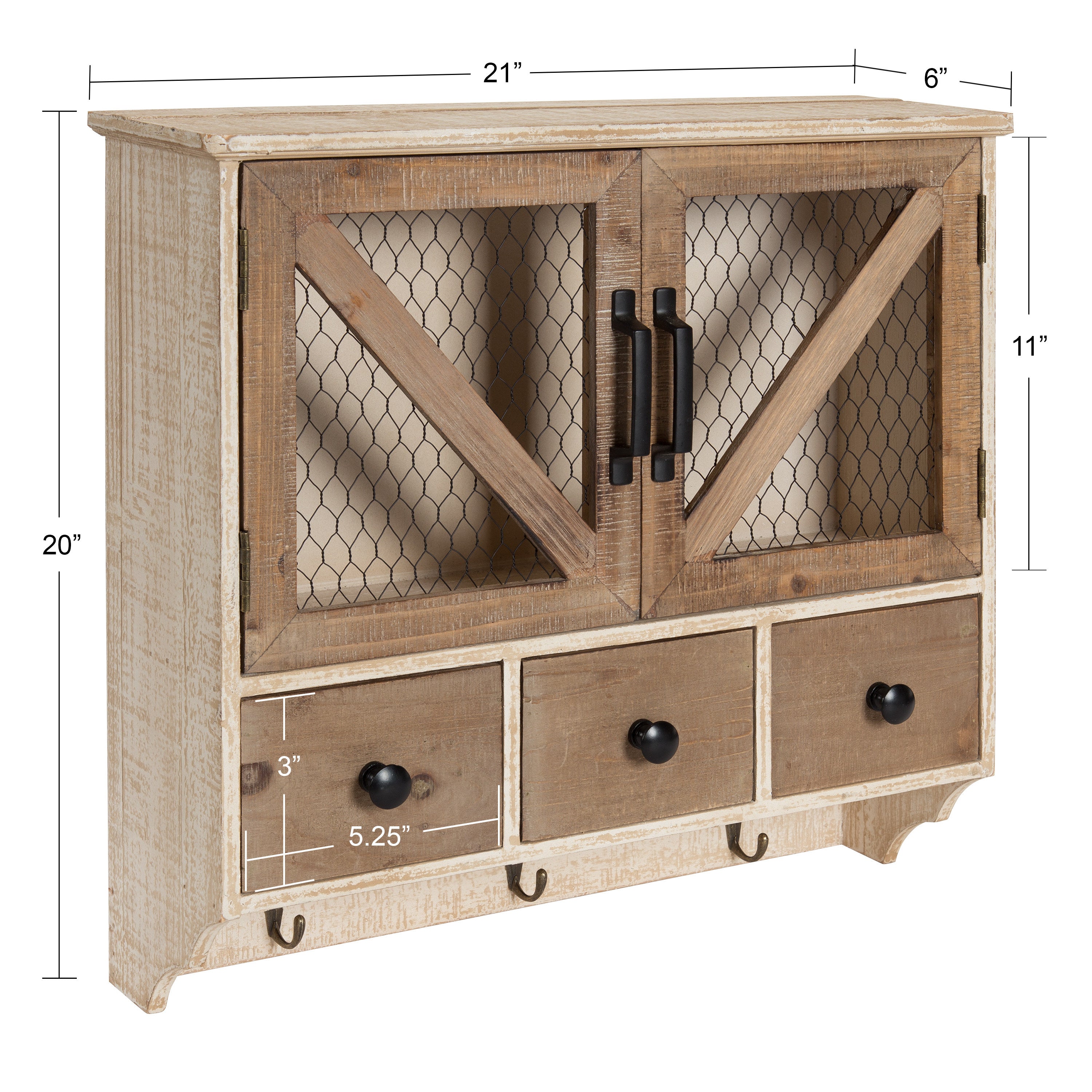 Cabinet Rustic Brown White 21x6x20 6