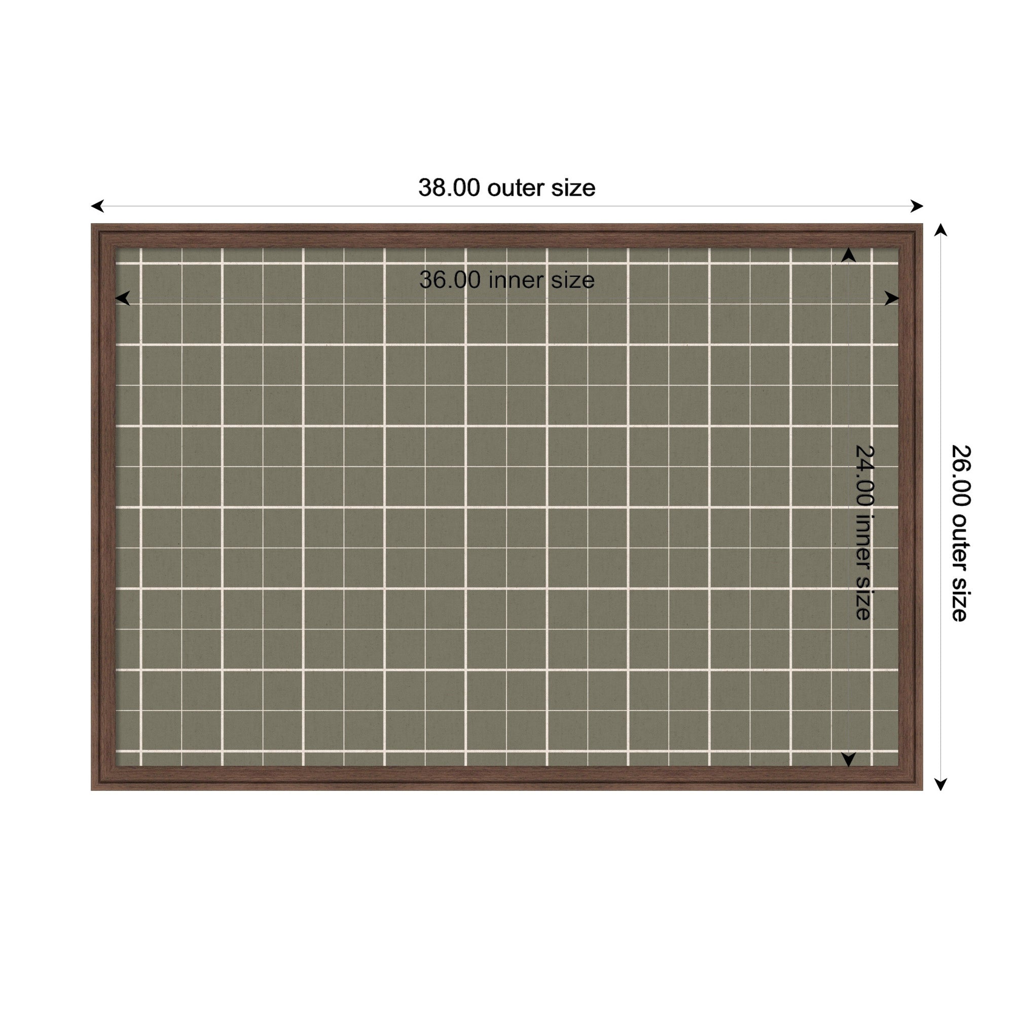 Framed Fabric Pinboard Sage Green Plaid Wall Organization