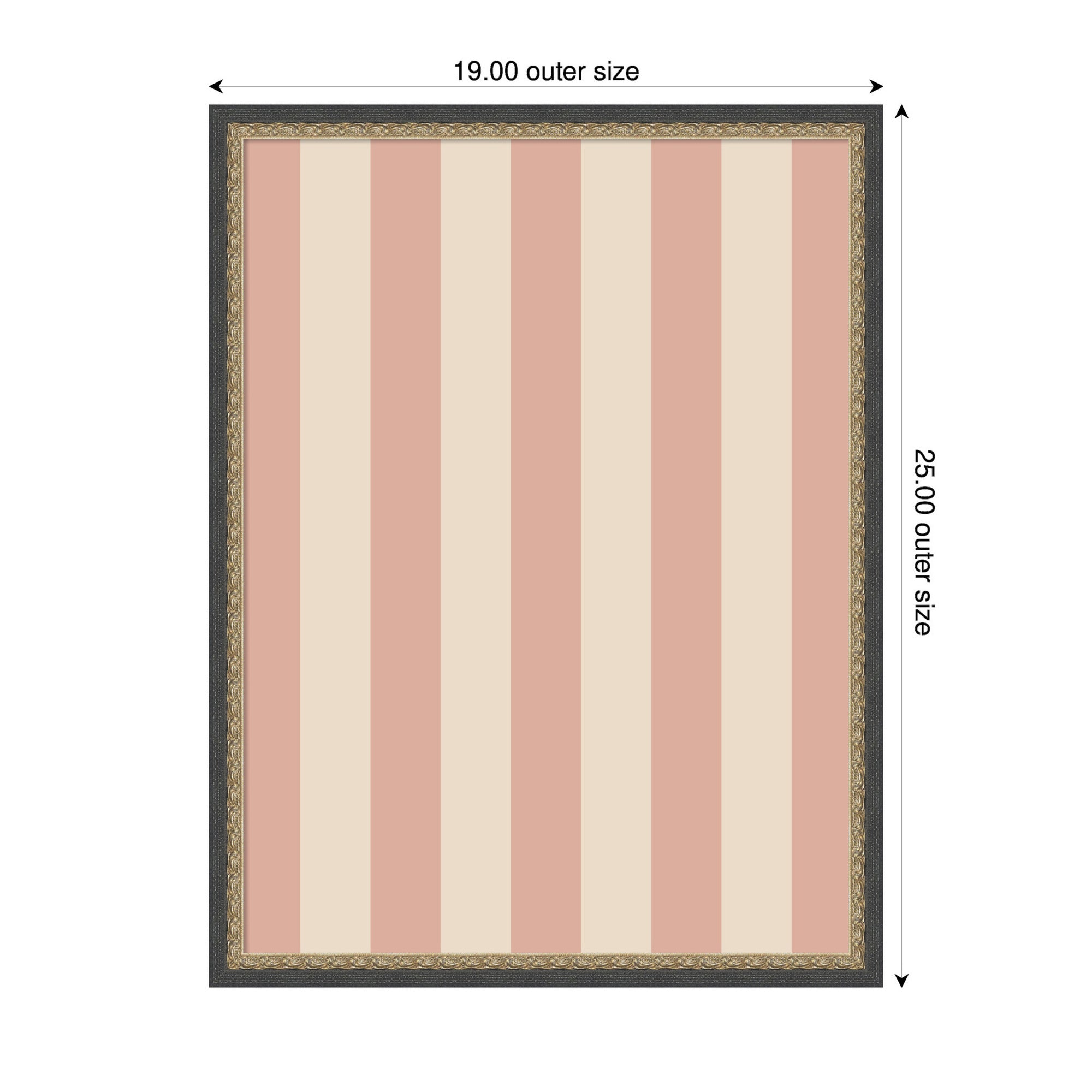 Framed Fabric Pinboard Wide Stripes Pink Wall Organization