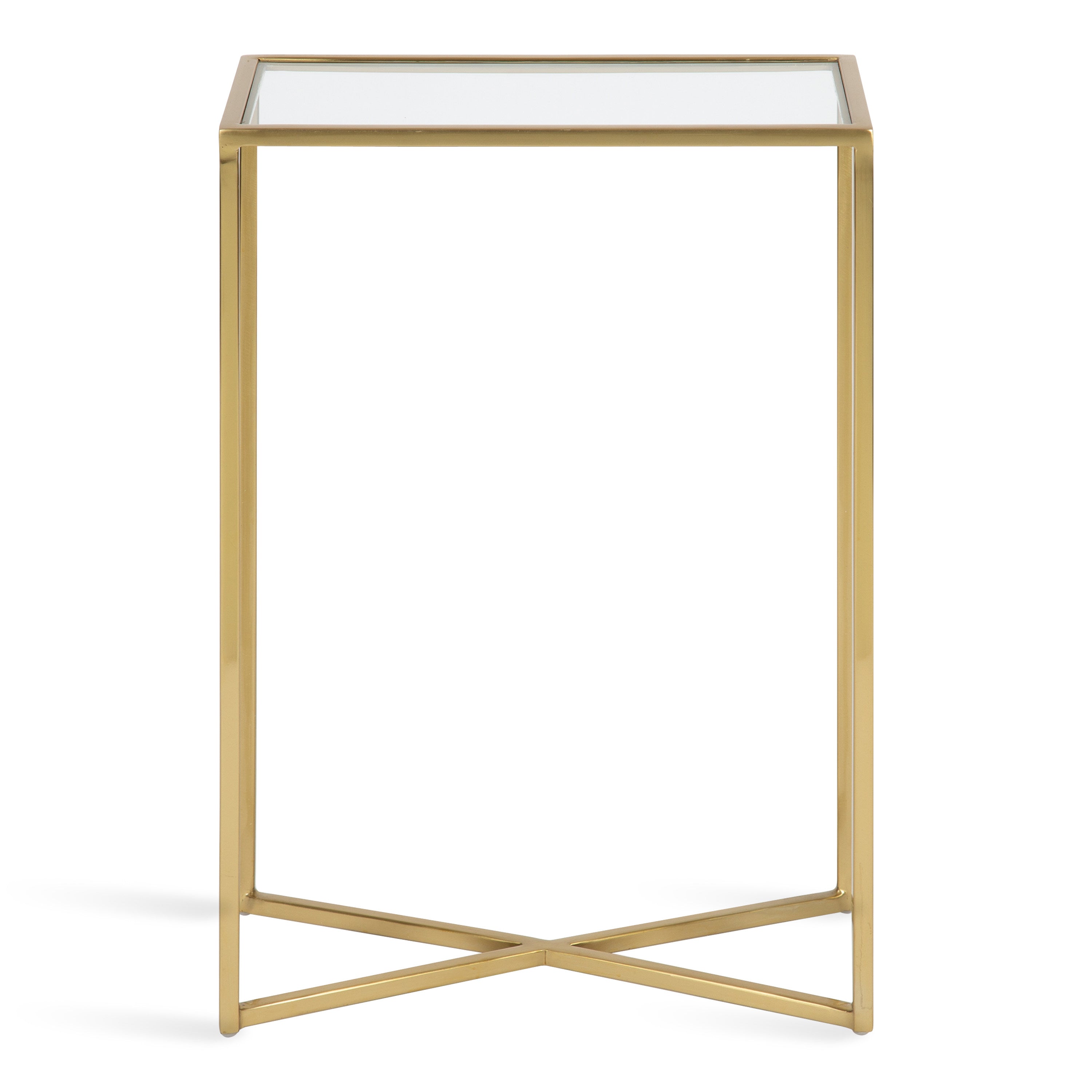 Side Table Clear Gold 16x8x24 3