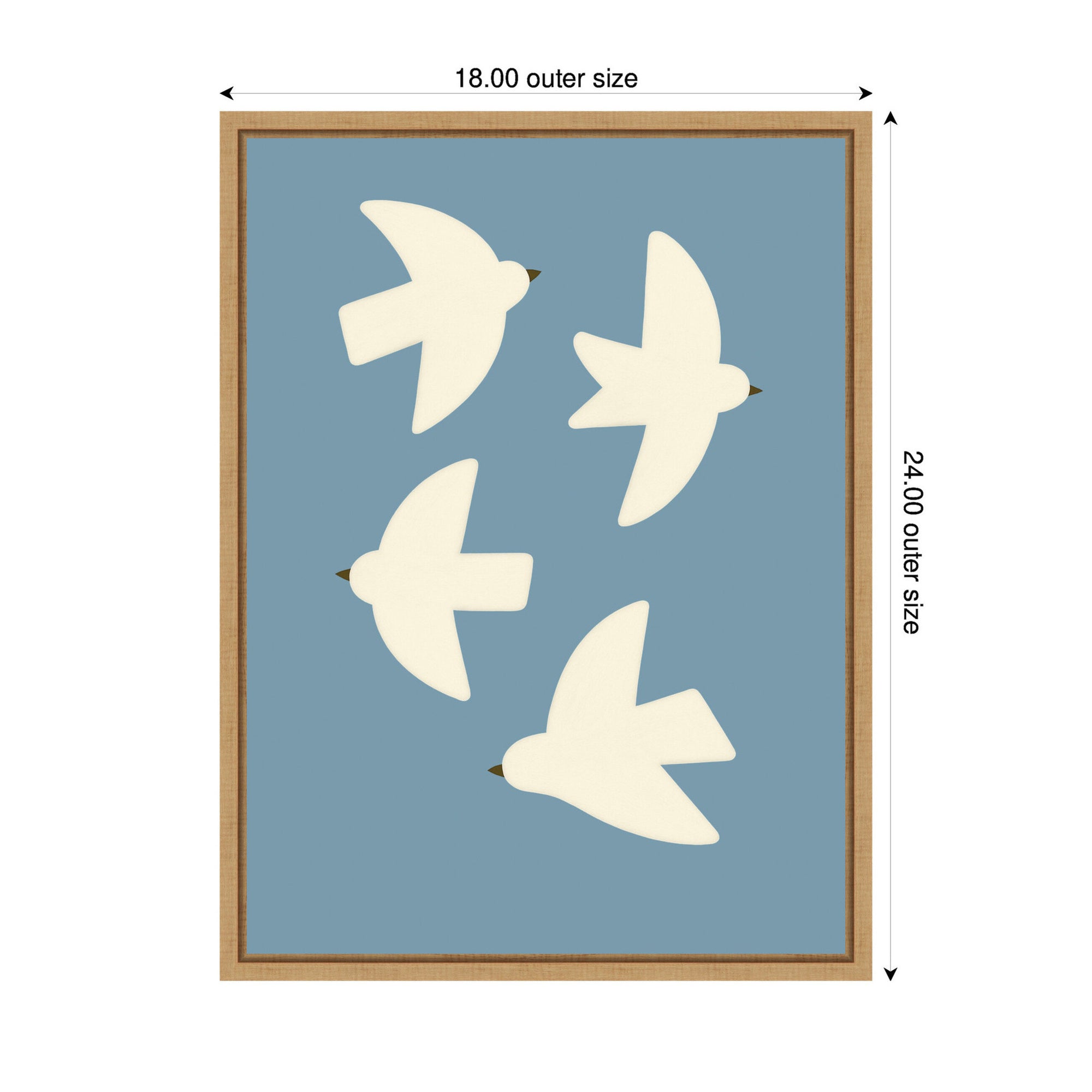 Minimalist Birds Poster Blue by Laura Moss Framed Canvas Wall Art Print