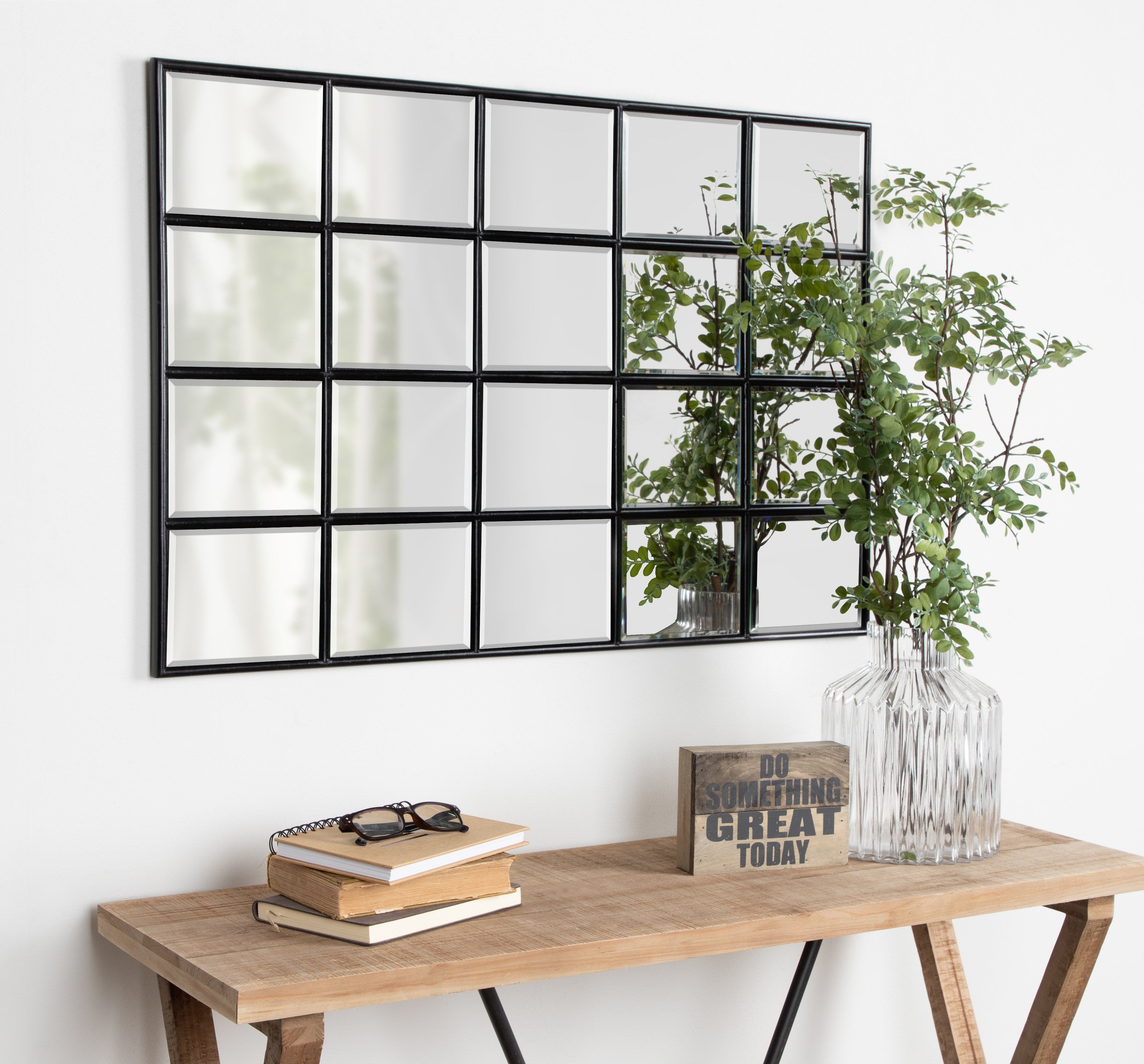 Windowpane Mirror Black 24x36 5