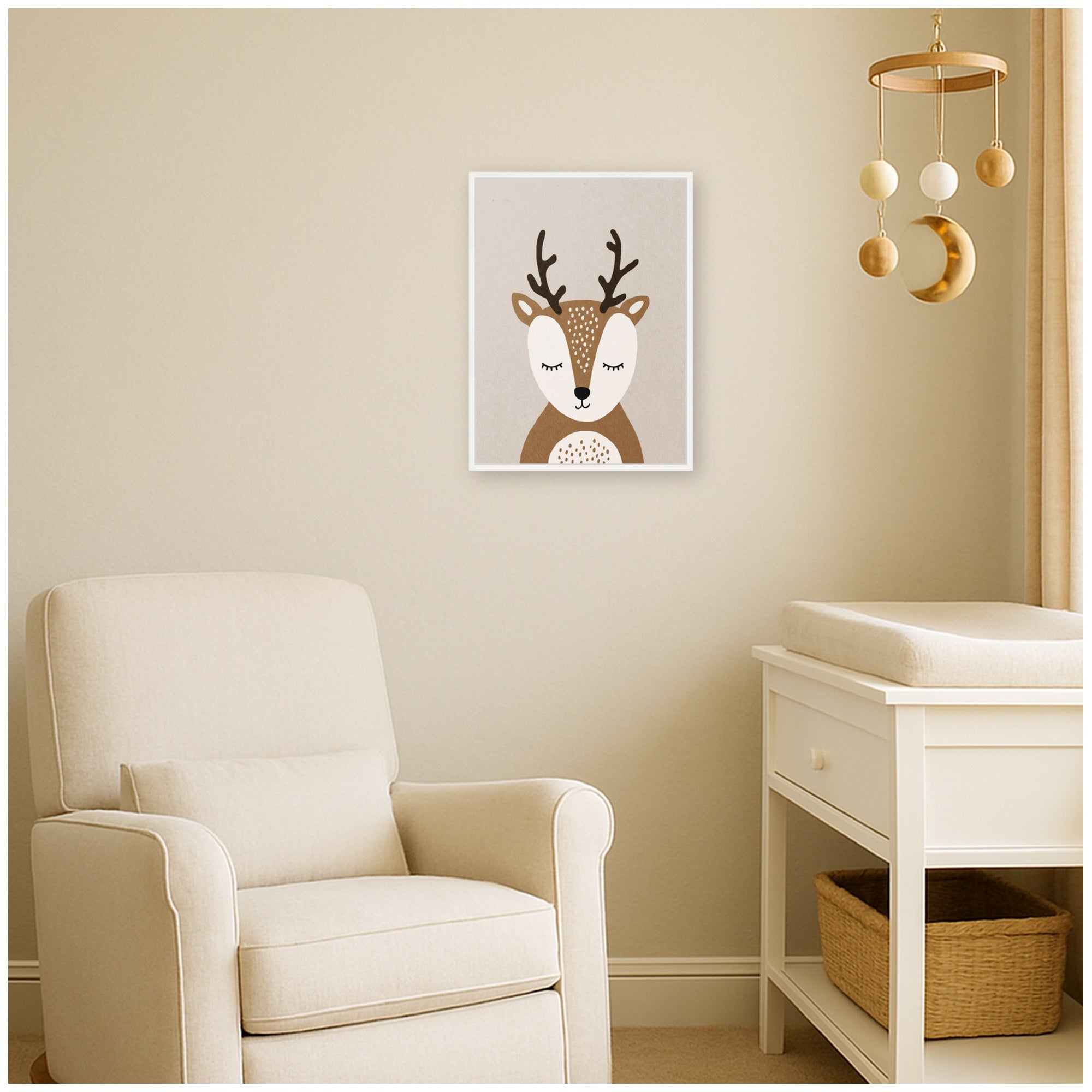 Deer by July Art Prints Framed Canvas Wall Art Print
