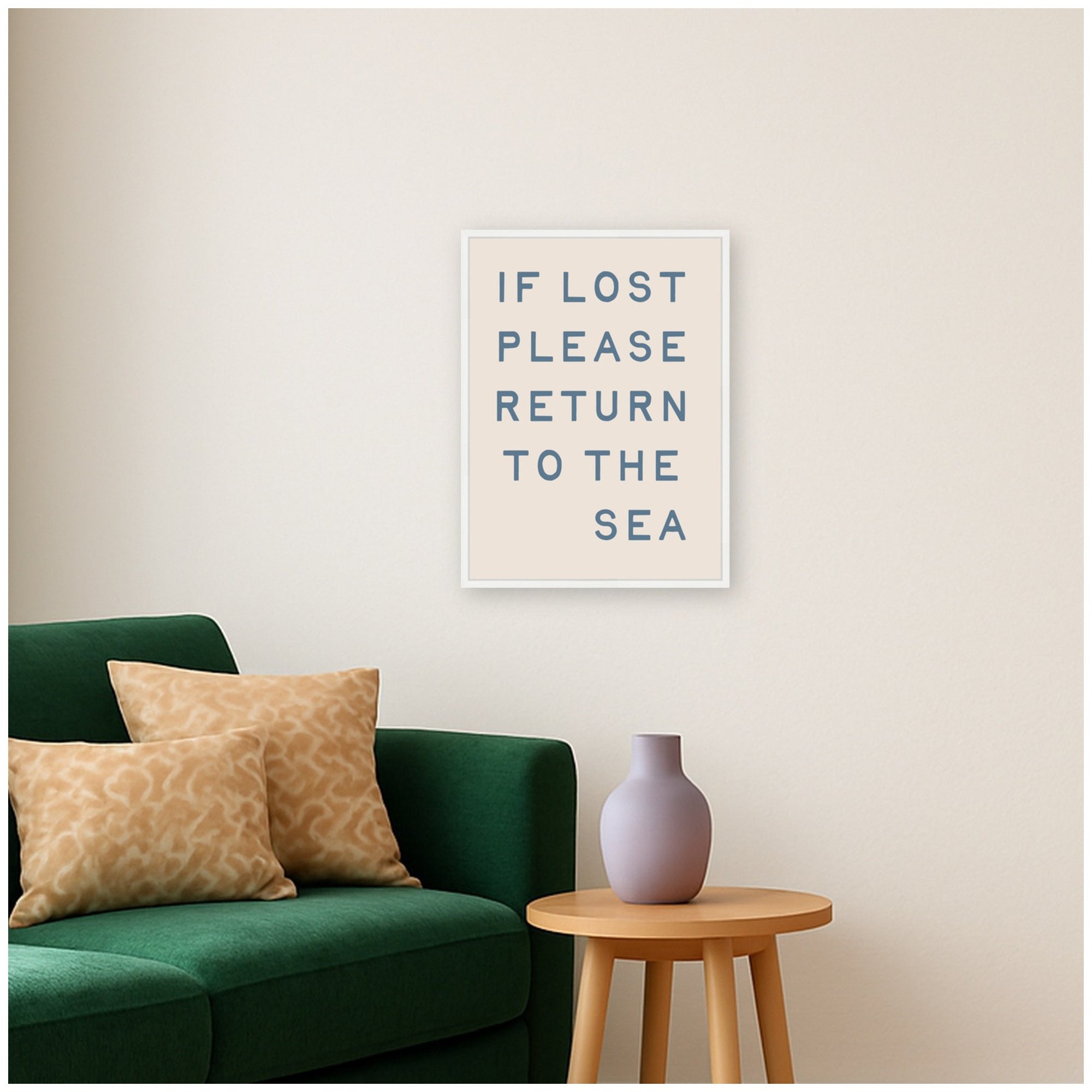 If Lost Please Return to the Sea by Megan Ryan Framed Canvas Wall Art Print